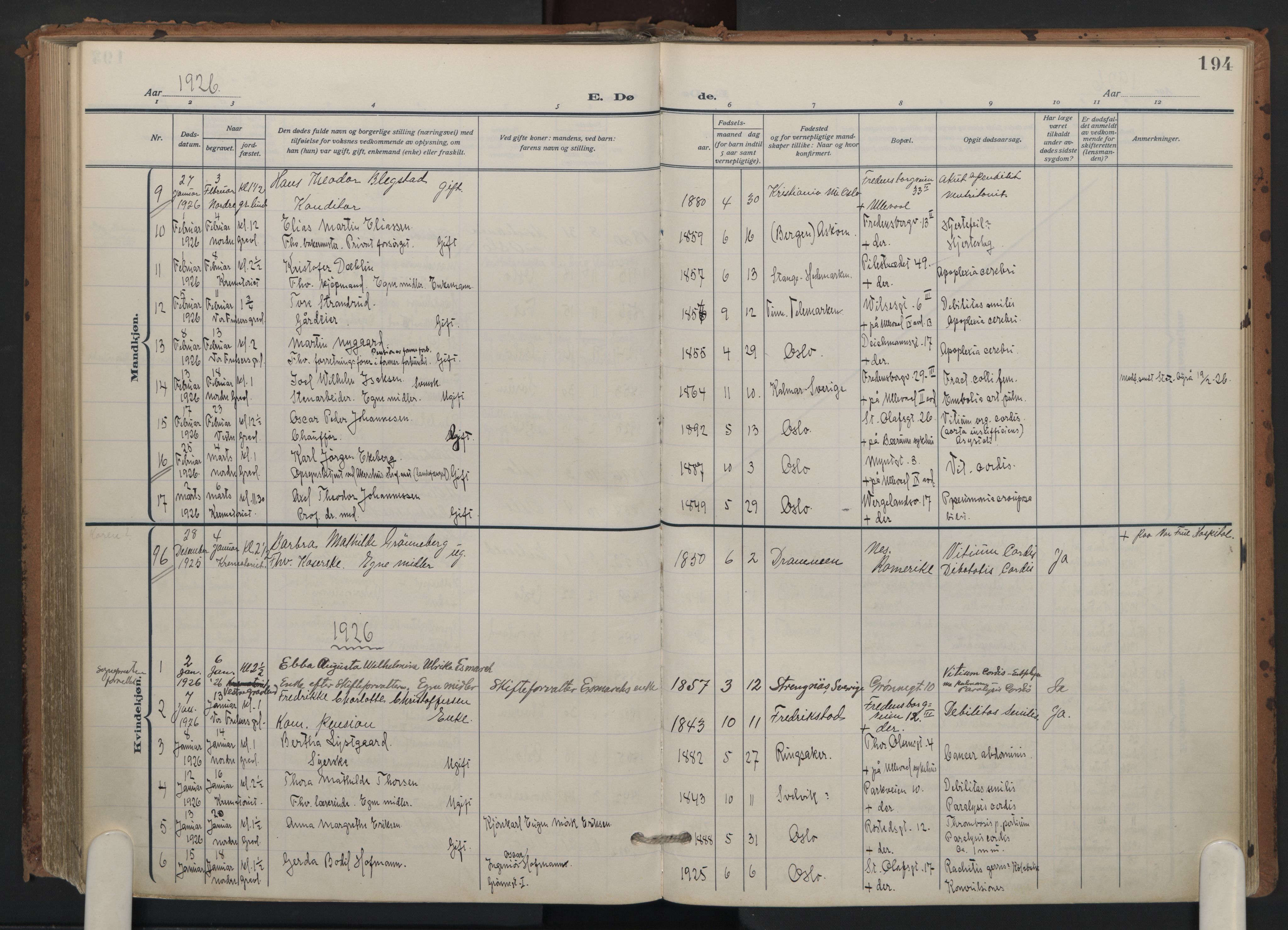 Trefoldighet prestekontor Kirkebøker, AV/SAO-A-10882/F/Fd/L0005: Ministerialbok nr. IV 5, 1912-1929, s. 194