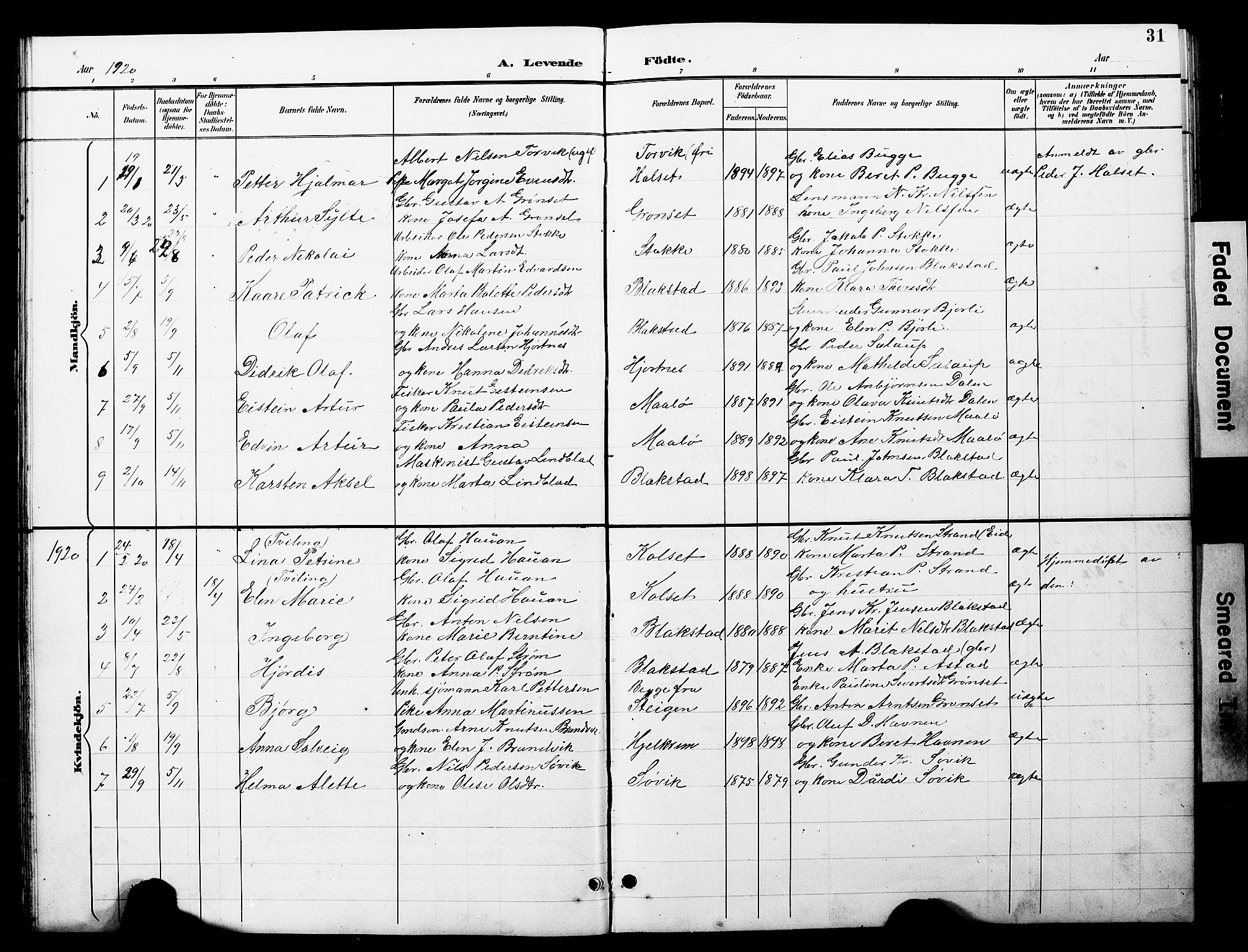 Ministerialprotokoller, klokkerbøker og fødselsregistre - Møre og Romsdal, AV/SAT-A-1454/585/L0973: Klokkerbok nr. 585C01, 1893-1930, s. 31