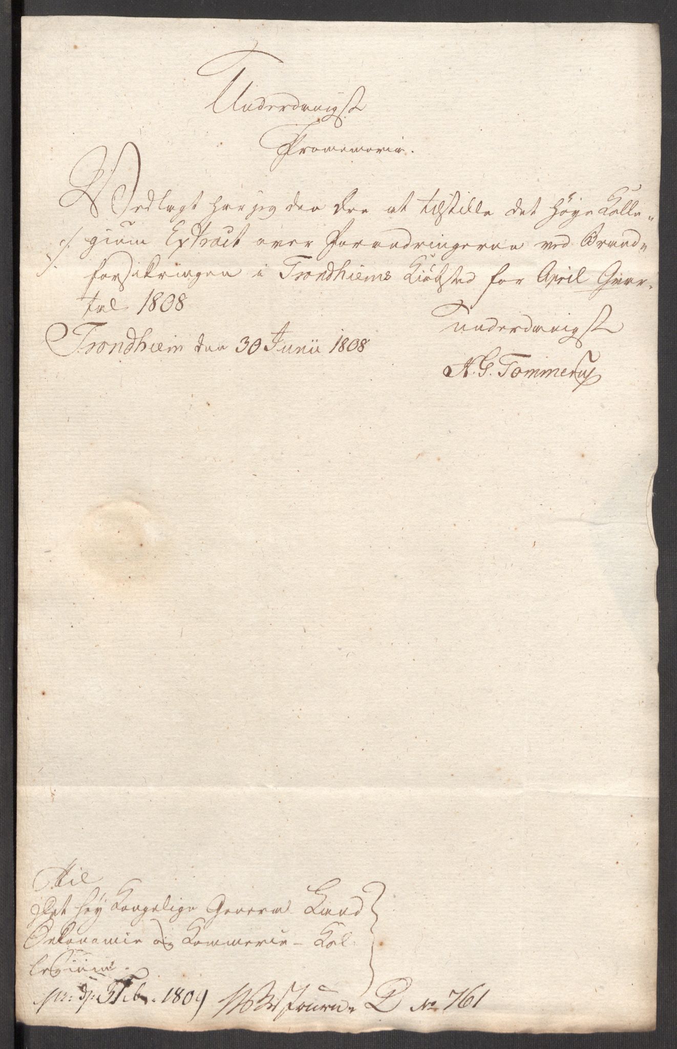 Kommersekollegiet, Brannforsikringskontoret 1767-1814, AV/RA-EA-5458/F/Fa/L0055/0004: Trondheim / Dokumenter, 1807-1813