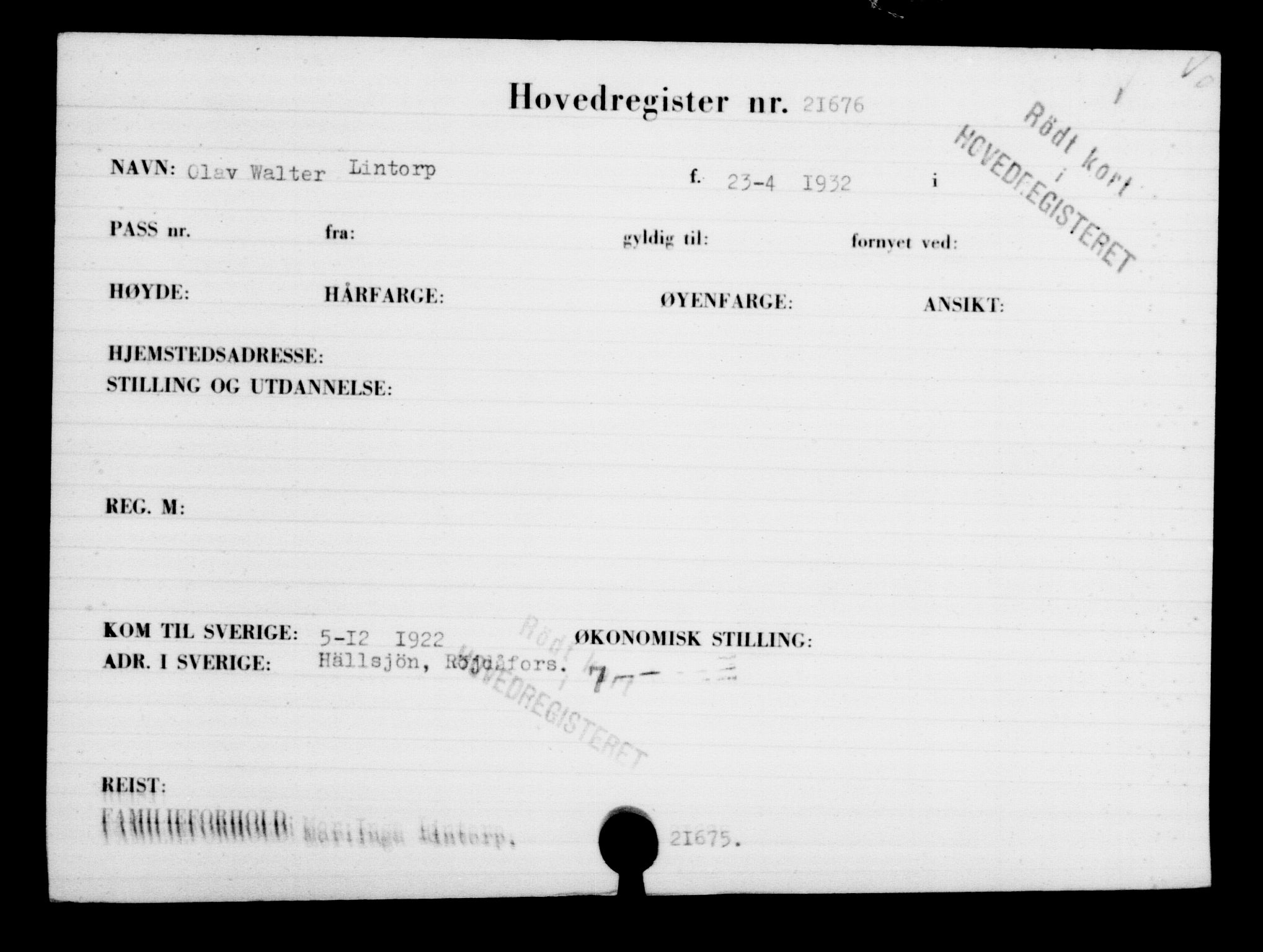 Utenriksstasjonene, Legasjonen i Stockholm, Flyktningkontoret, AV/RA-S-6753/V/Va/L0009: Kjesäterkartoteket, flyktninger med registreringsnr. 18502-22048, 1940-1945, s. 2701
