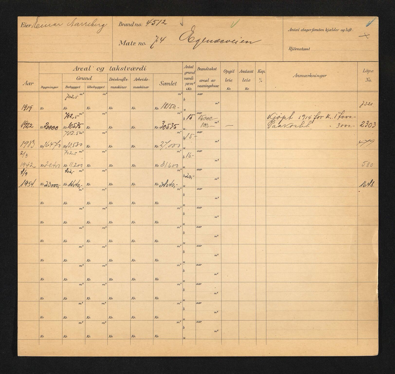 Stavanger kommune. Skattetakstvesenet, BYST/A-0440/F/Fa/Faa/L0011/0005: Skattetakstkort / Eiganesveien 73 - 101