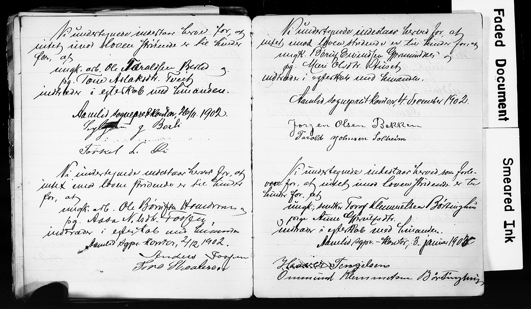 Åmli sokneprestkontor, SAK/1111-0050/F/Fe/L0003: Forlovererklæringer nr. A VI 20, 1885-1905