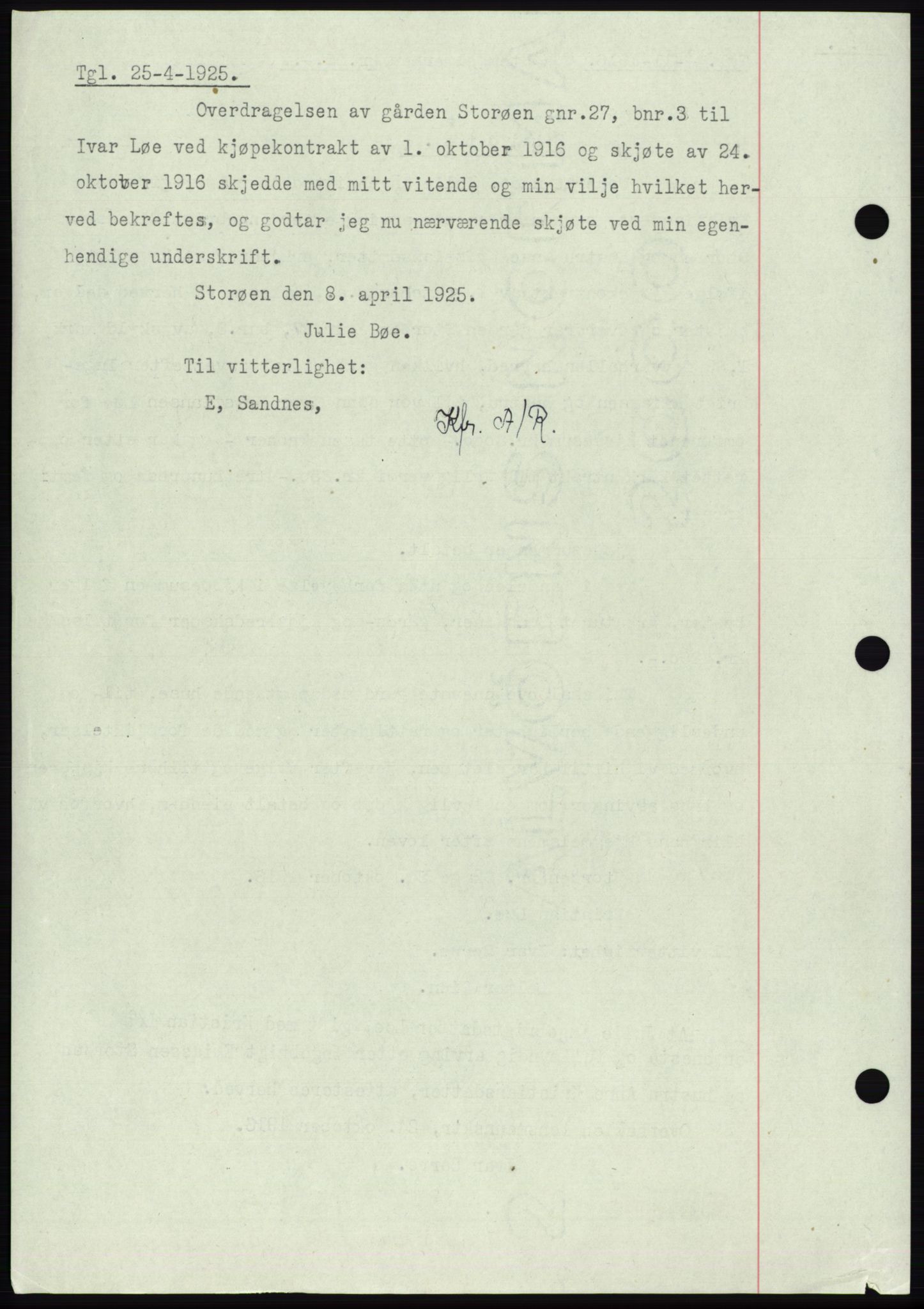 Namdal sorenskriveri, AV/SAT-A-4133/1/2/2C: Pantebok nr. -, 1916-1921, Tingl.dato: 04.11.1916