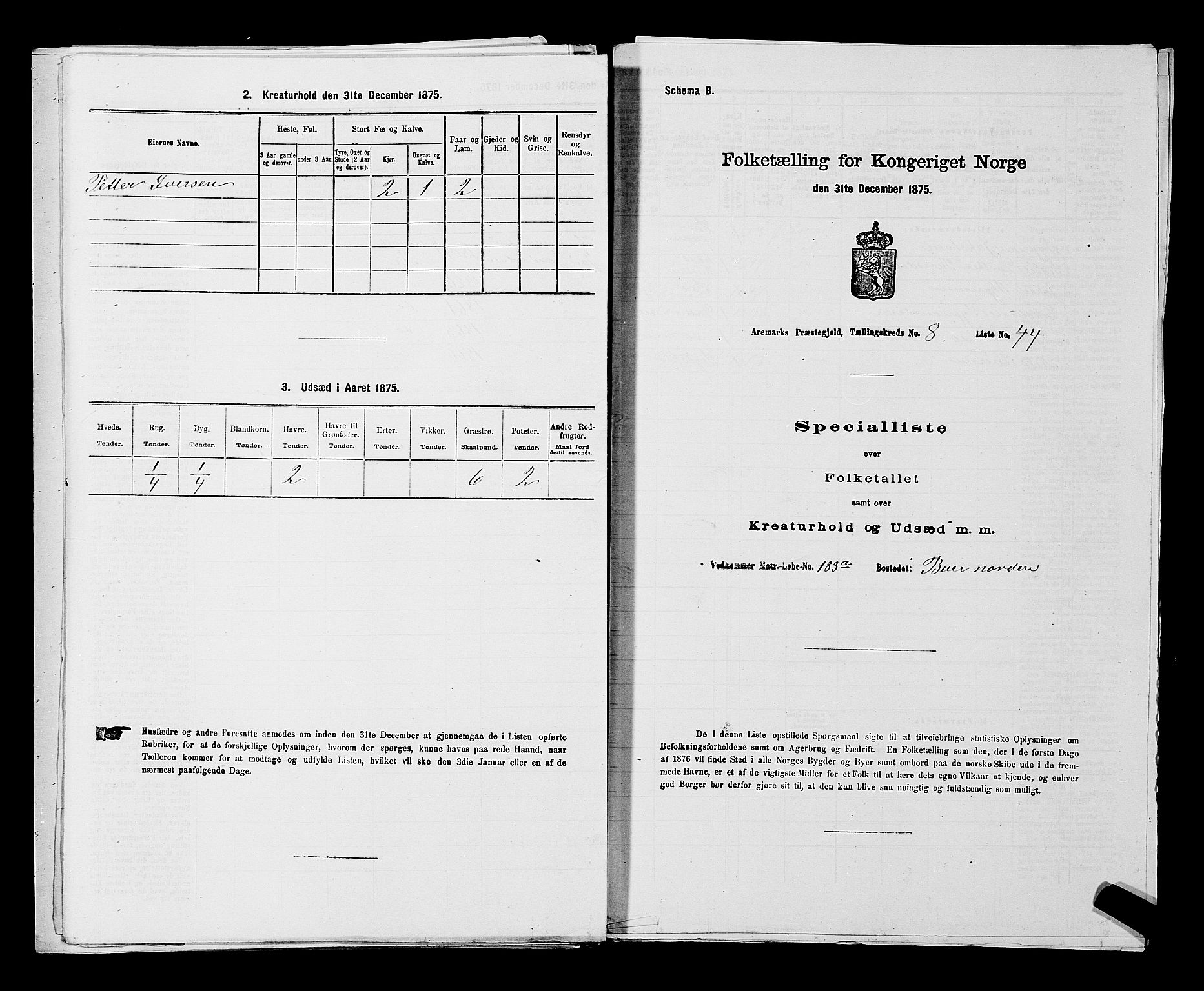 RA, Folketelling 1875 for 0118P Aremark prestegjeld, 1875, s. 1321