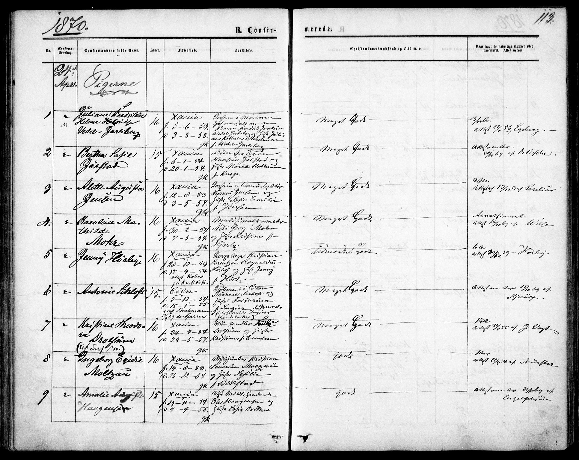 Garnisonsmenigheten Kirkebøker, AV/SAO-A-10846/F/Fa/L0011: Ministerialbok nr. 11, 1870-1880, s. 113