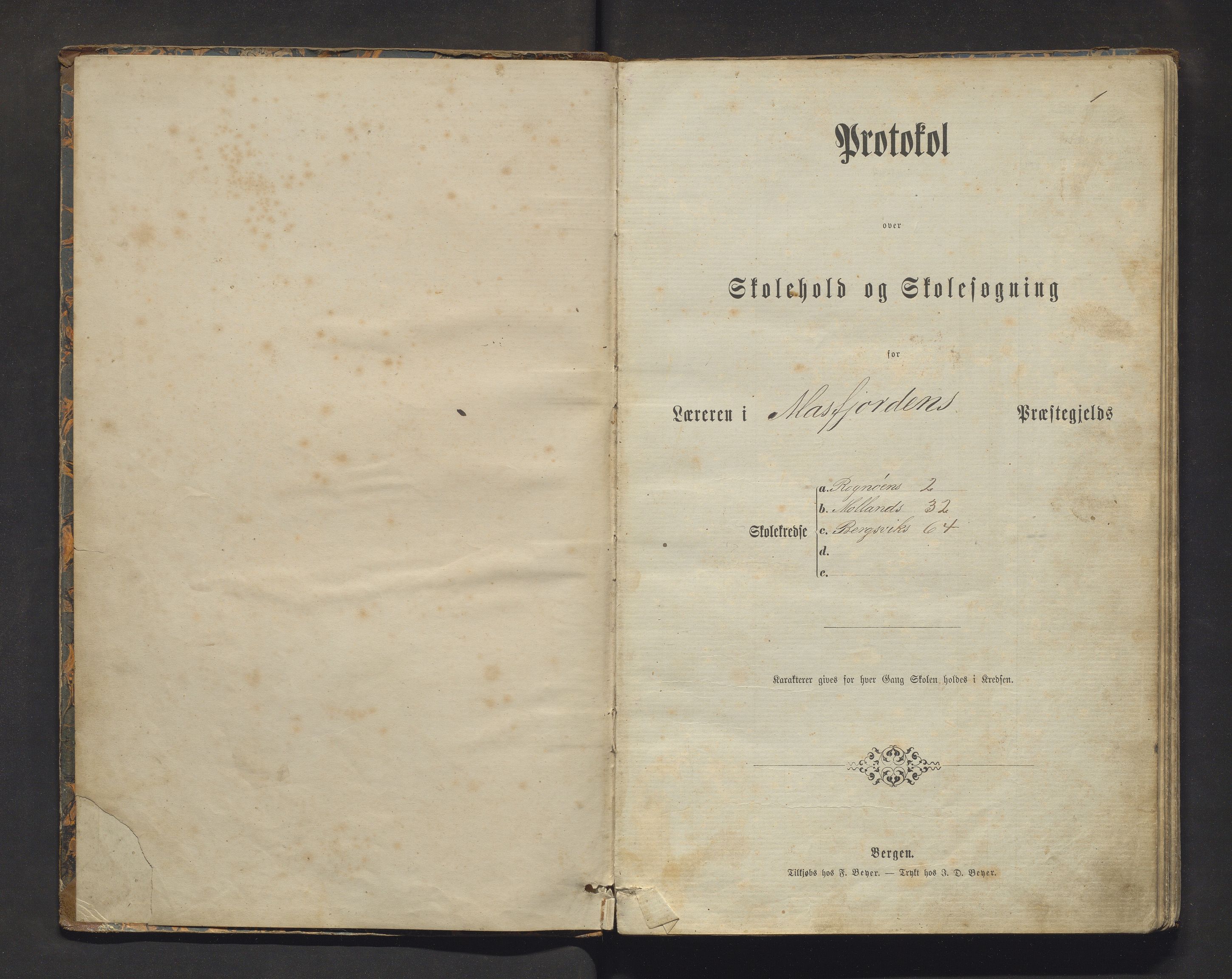 Masfjorden kommune. Barneskulane, IKAH/1266-231/F/Fa/L0011: Skuleprotokoll for Rognøen, Molland, Halsøy og Bergsvik krinsar, 1876-1905