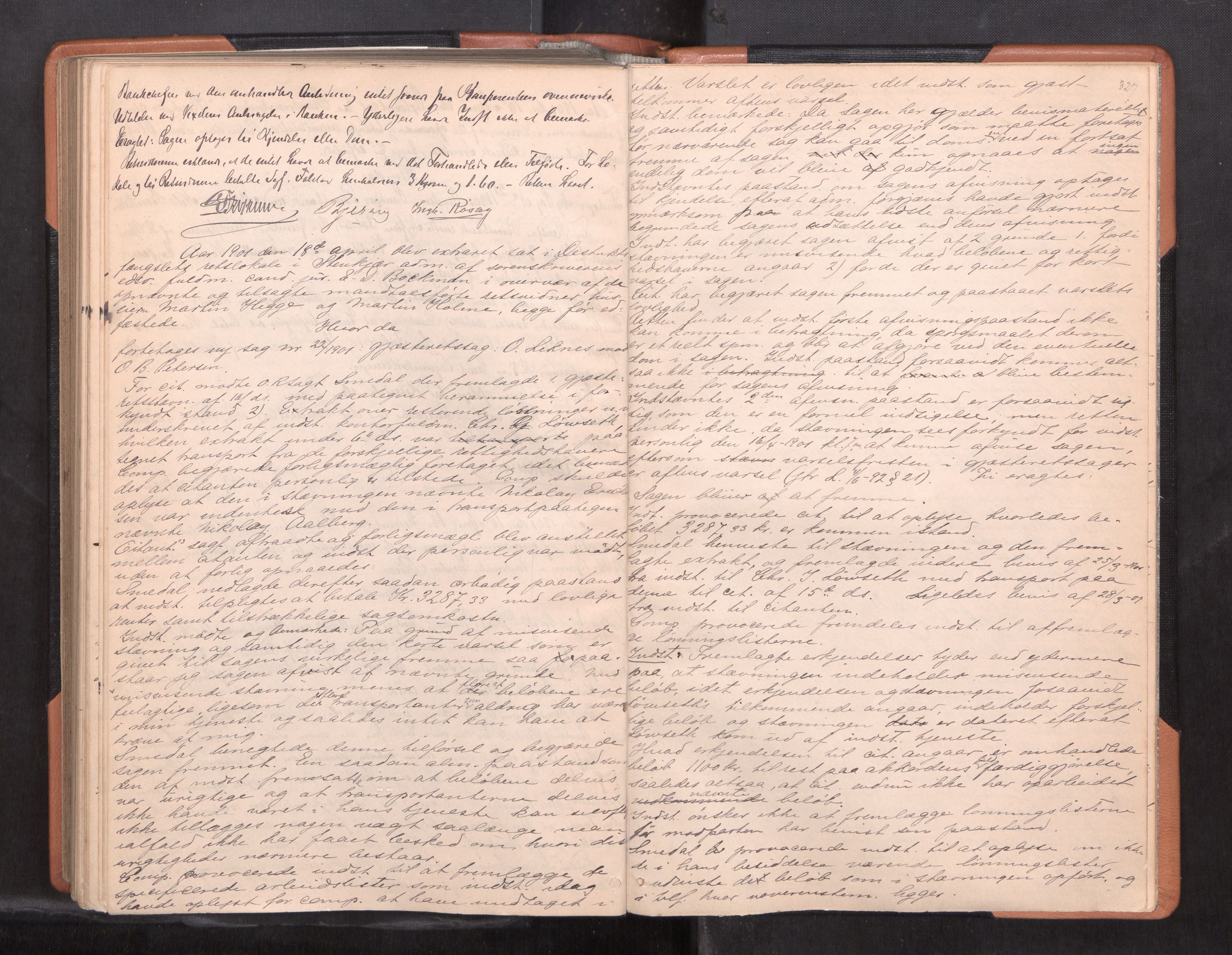 Inderøy sorenskriveri, AV/SAT-A-4147/1/1/1B/L0025: Ekstrarettsprotokoll E, 1887-1901, s. 326b-327a