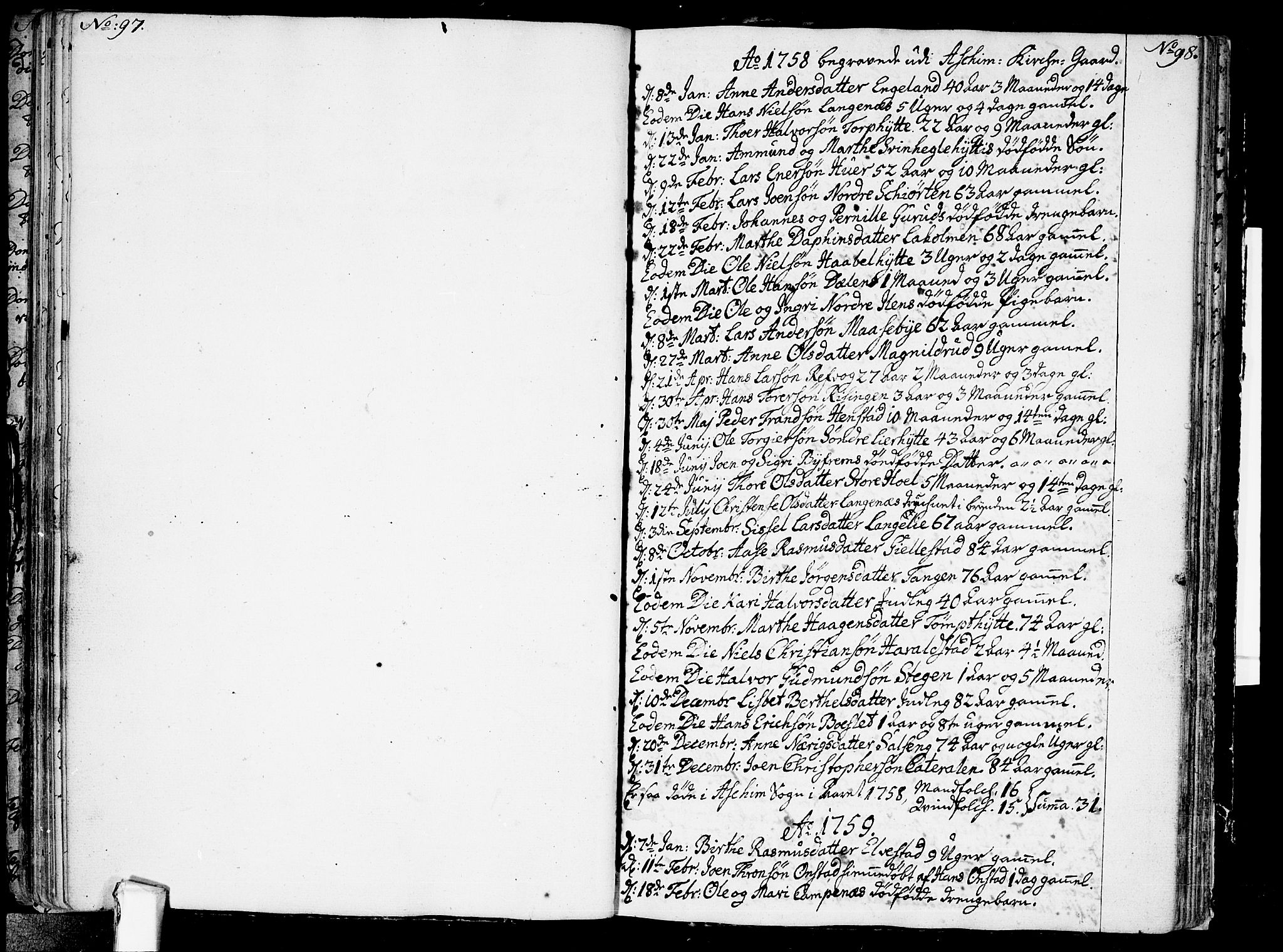 Askim prestekontor Kirkebøker, SAO/A-10900/F/Fa/L0002: Ministerialbok nr. 2, 1758-1789, s. 97-98