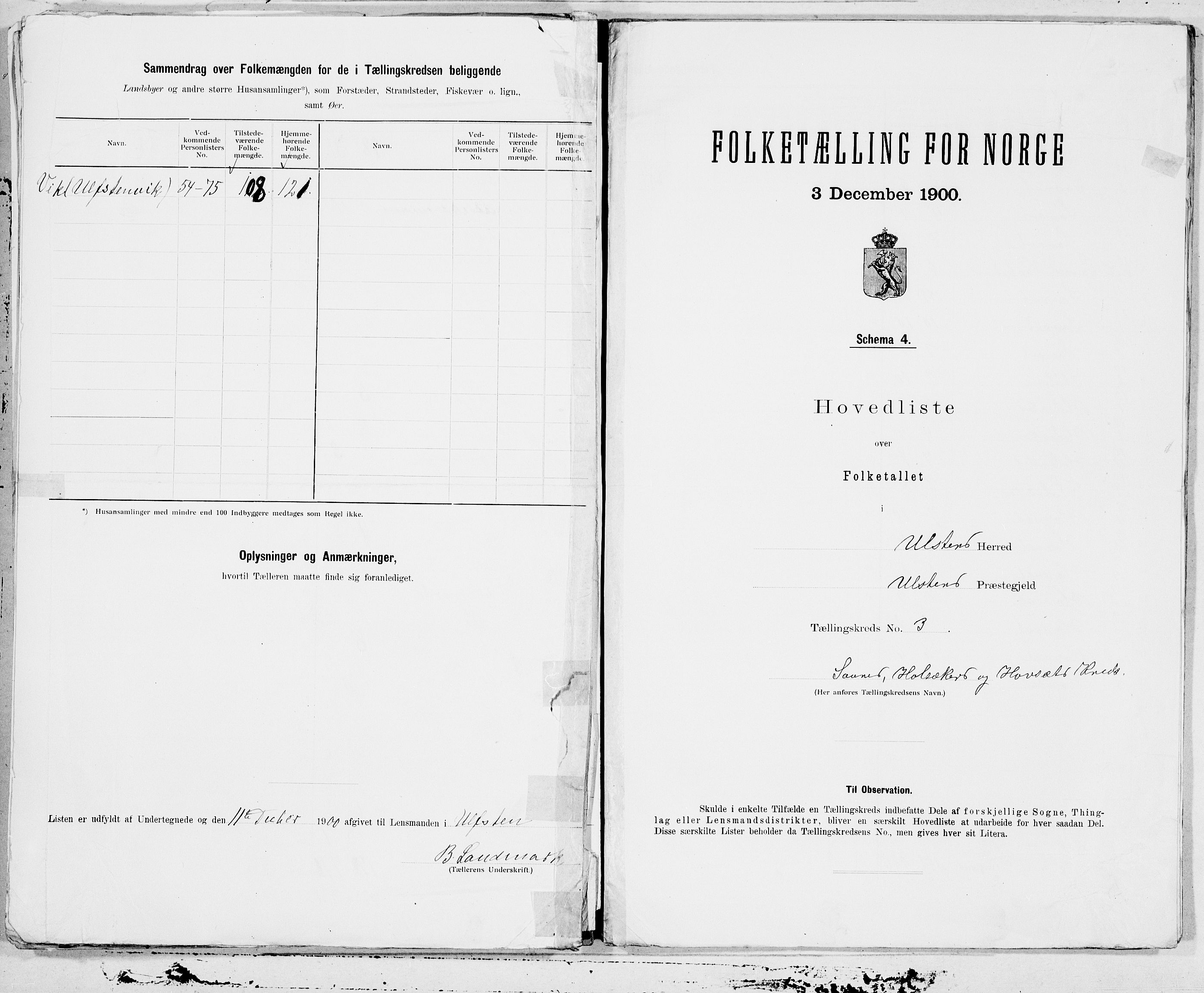 SAT, Folketelling 1900 for 1516 Ulstein herred, 1900, s. 6