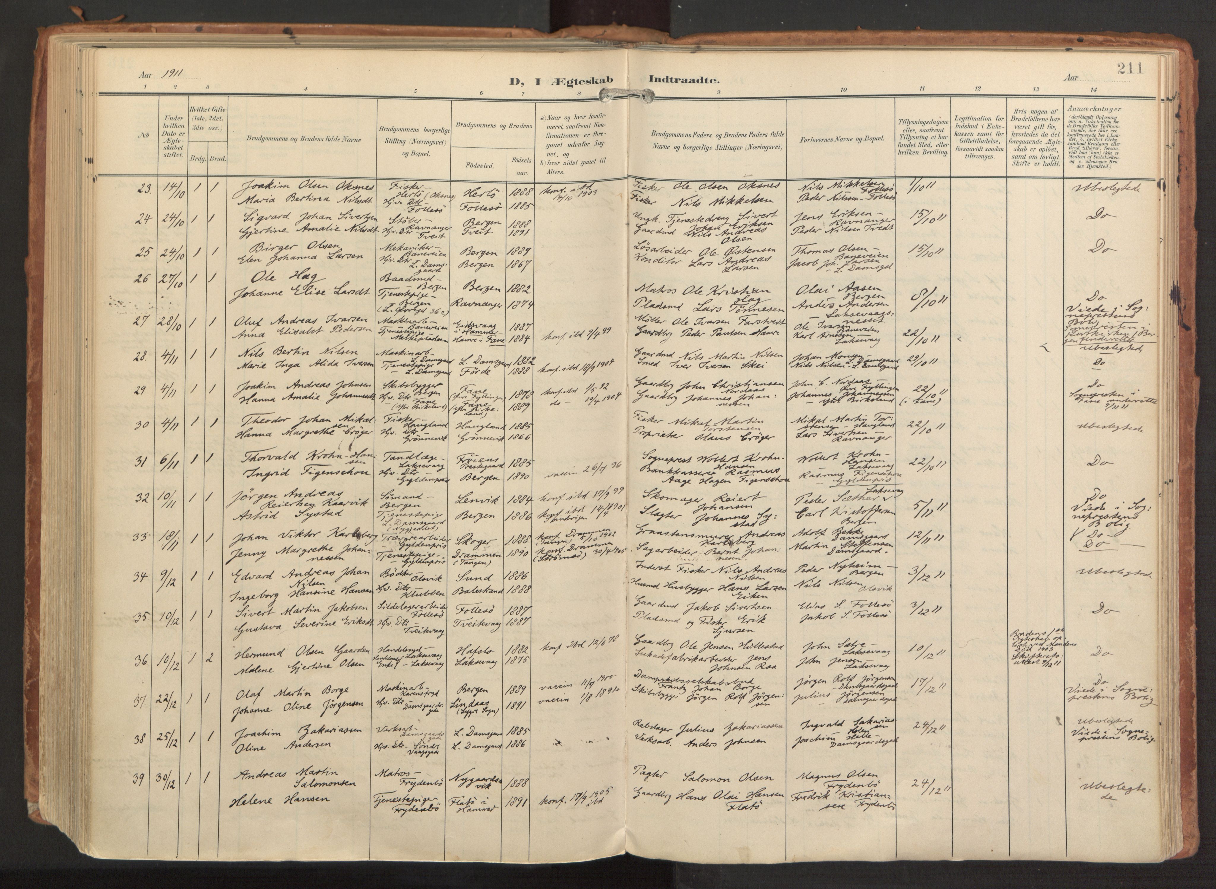 Laksevåg Sokneprestembete, SAB/A-76501/H/Ha/Haa/Haaa/L0001: Ministerialbok nr. A 1, 1903-1917, s. 211