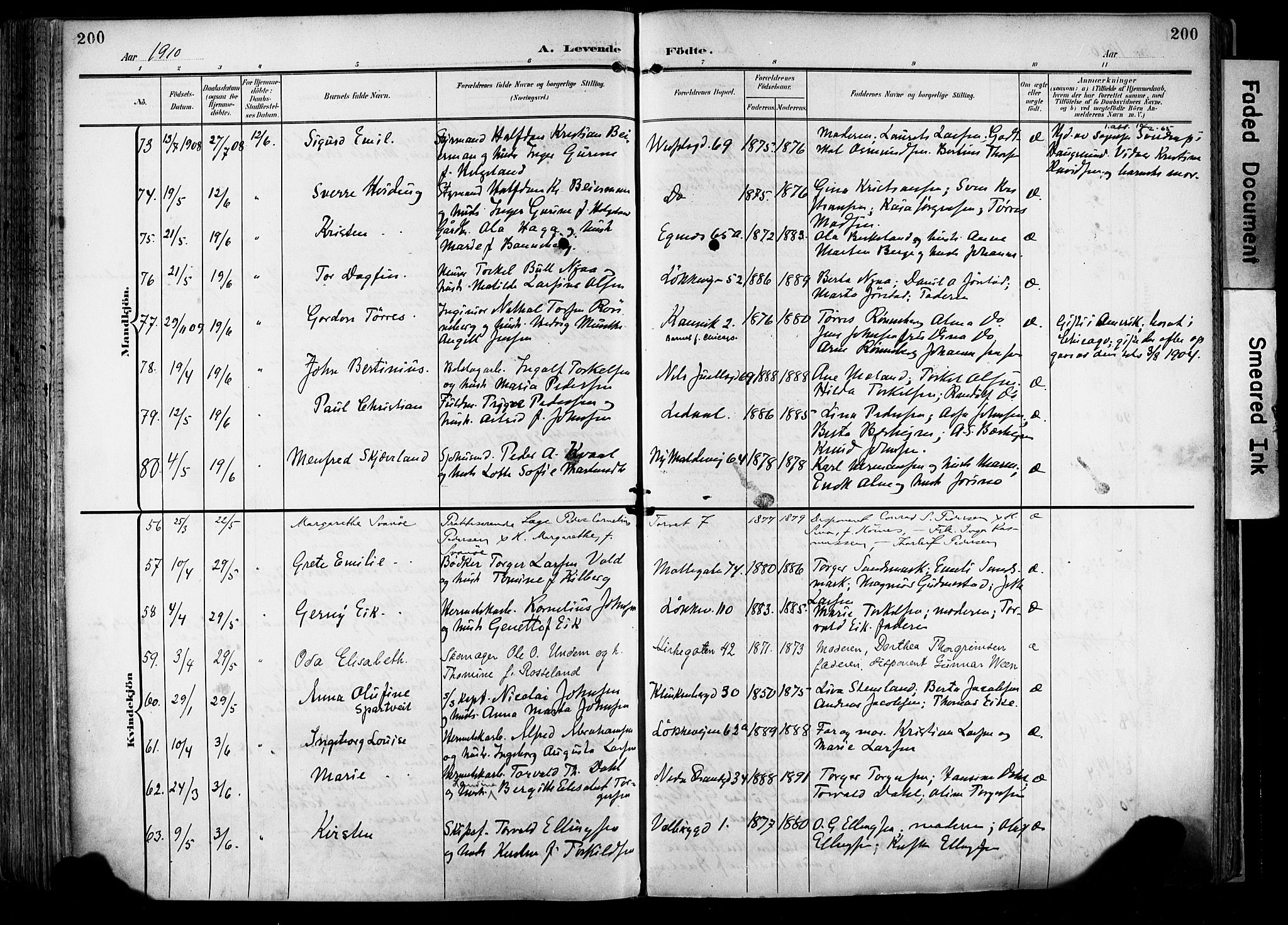 Domkirken sokneprestkontor, AV/SAST-A-101812/001/30/30BA/L0033: Ministerialbok nr. A 32, 1903-1915, s. 200