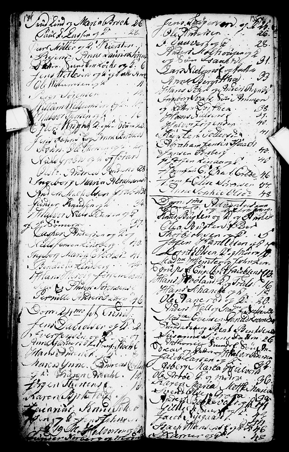 Porsgrunn kirkebøker , SAKO/A-104/G/Ga/L0001: Klokkerbok nr. I 1, 1766-1790, s. 134-135