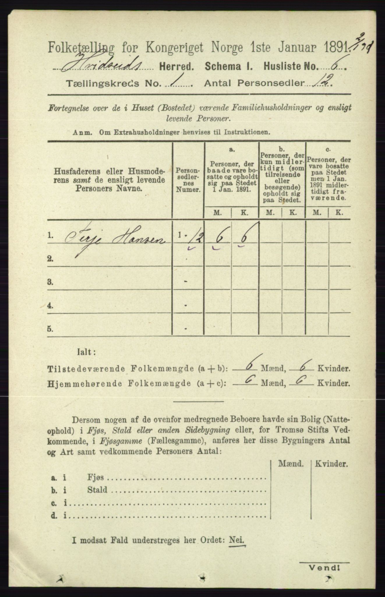 RA, Folketelling 1891 for 0829 Kviteseid herred, 1891, s. 46