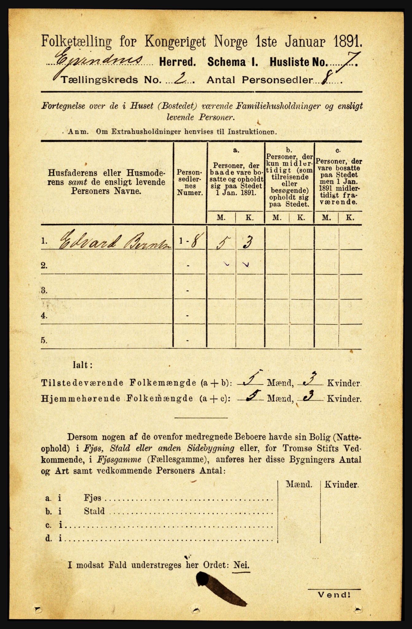 RA, Folketelling 1891 for 1853 Evenes herred, 1891, s. 390