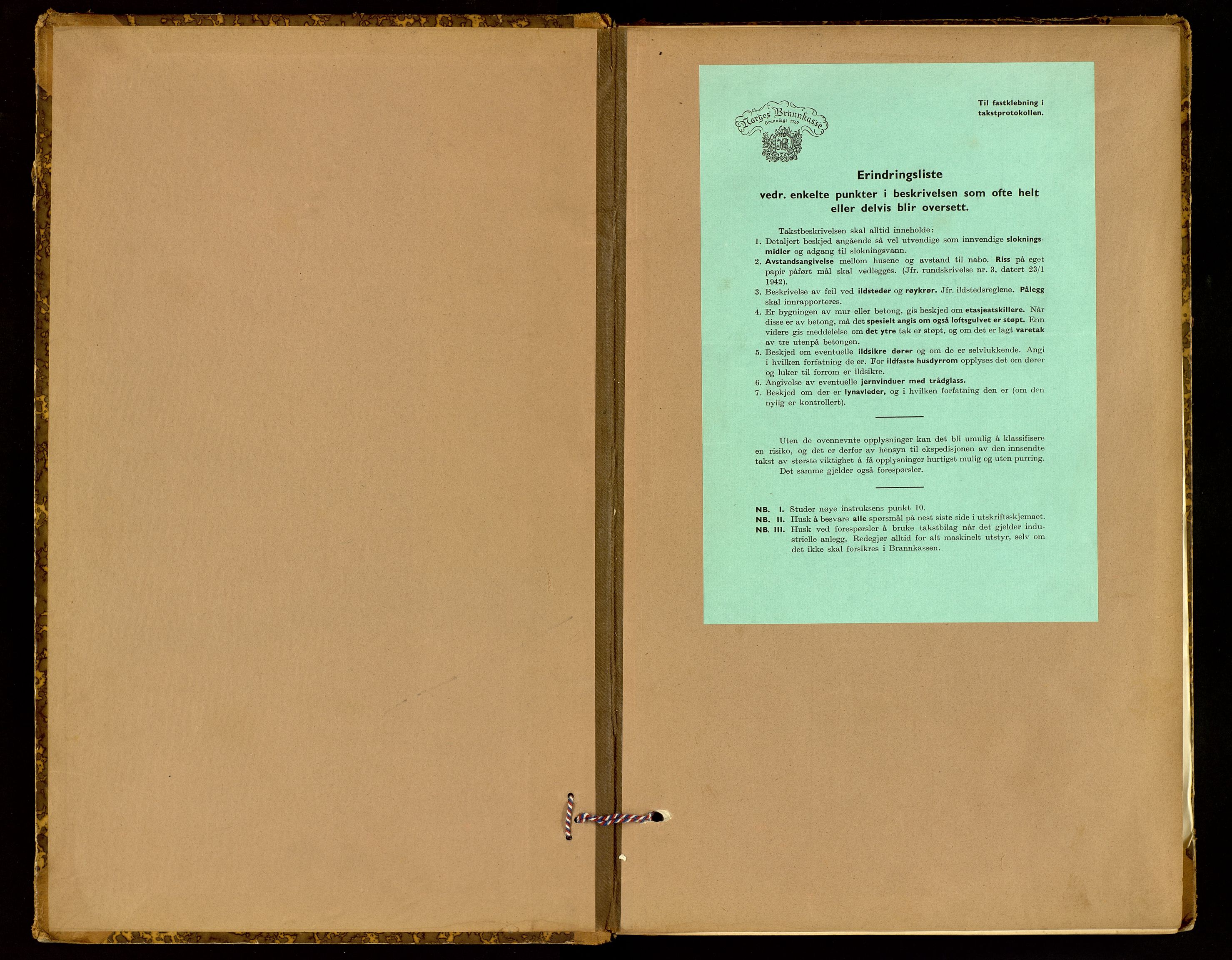 Norges Brannkasse, Biri, AV/SAH-NBRANB-043/Fa/L0006: Branntakstprotokoll - skjema, 1895-1949