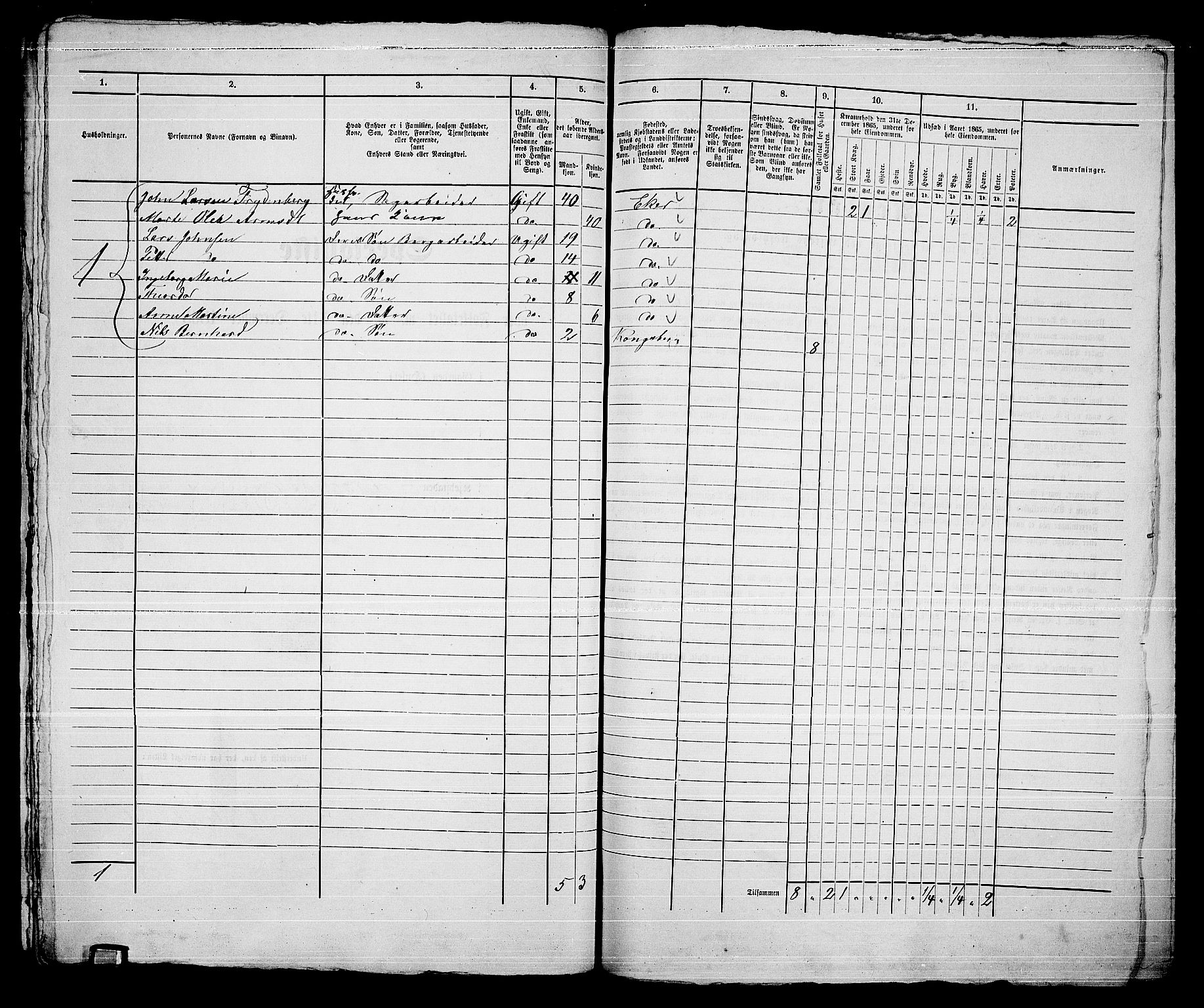 RA, Folketelling 1865 for 0604B Kongsberg prestegjeld, Kongsberg kjøpstad, 1865, s. 1521