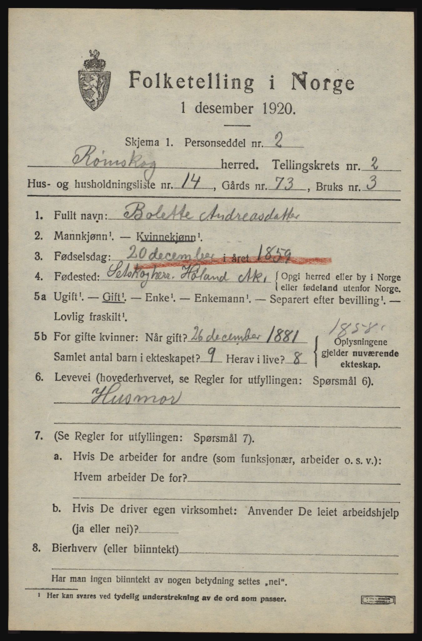 SAO, Folketelling 1920 for 0121 Rømskog herred, 1920, s. 682