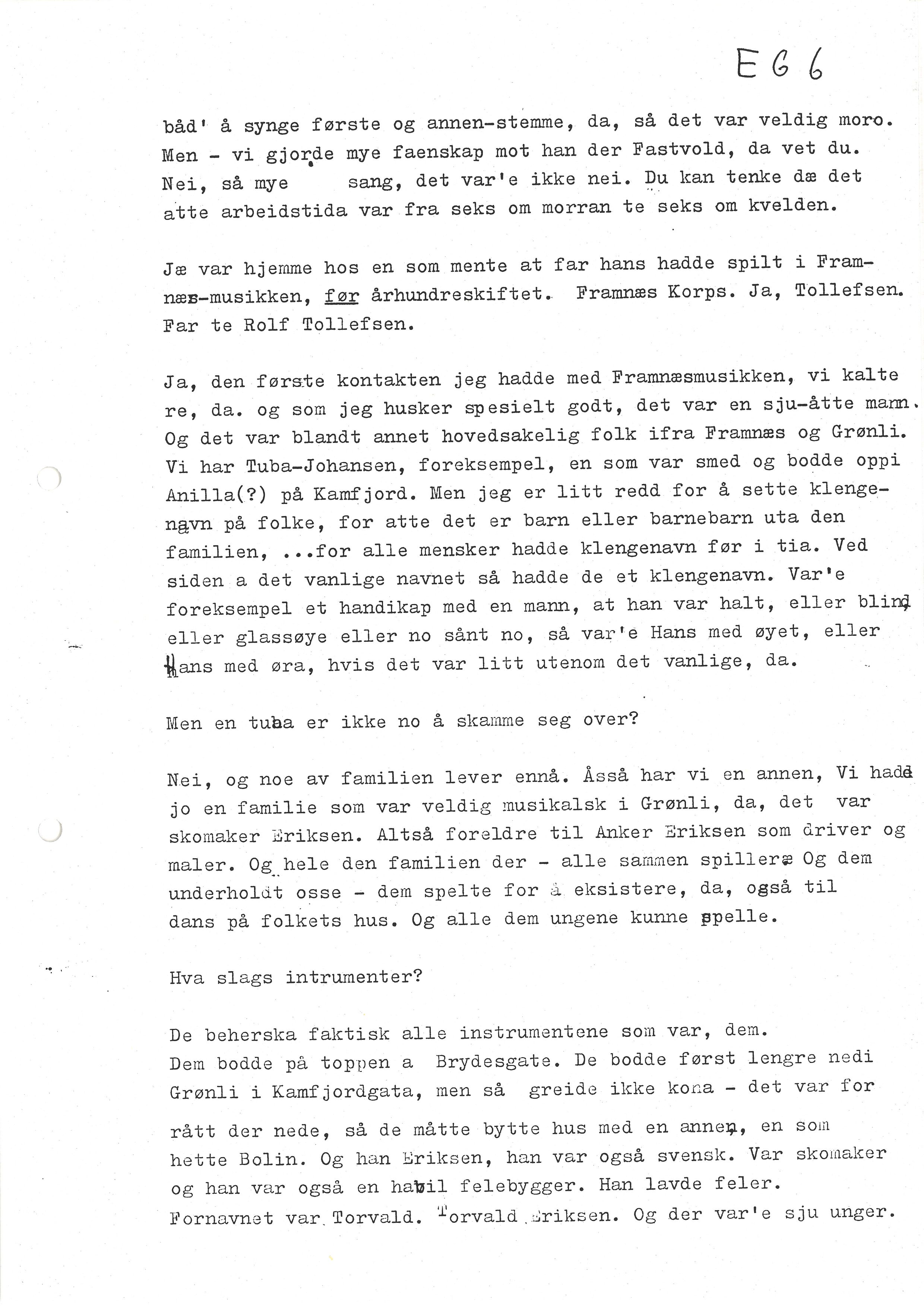 Sa 16 - Folkemusikk fra Vestfold, Gjerdesamlingen, VEMU/A-1868/I/L0001: Informantregister med intervjunedtegnelser, 1979-1986