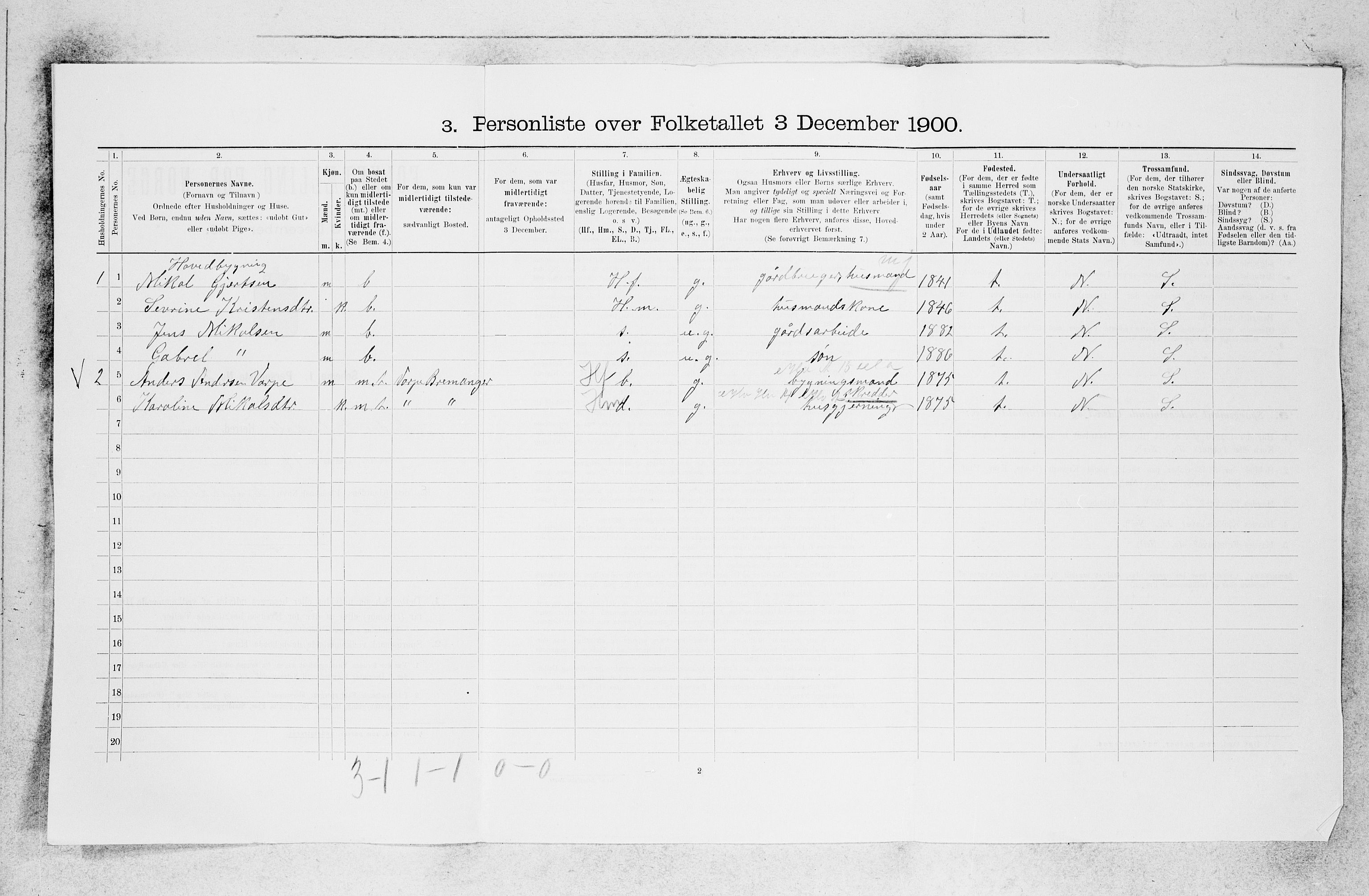 SAB, Folketelling 1900 for 1430 Indre Holmedal herred, 1900, s. 37