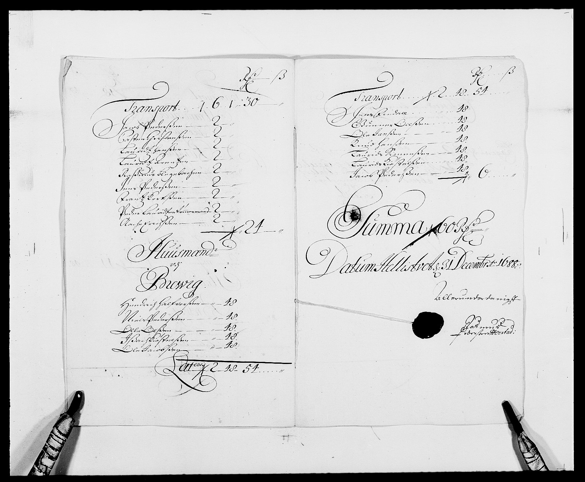 Rentekammeret inntil 1814, Reviderte regnskaper, Fogderegnskap, AV/RA-EA-4092/R34/L2050: Fogderegnskap Bamble, 1688-1691, s. 122