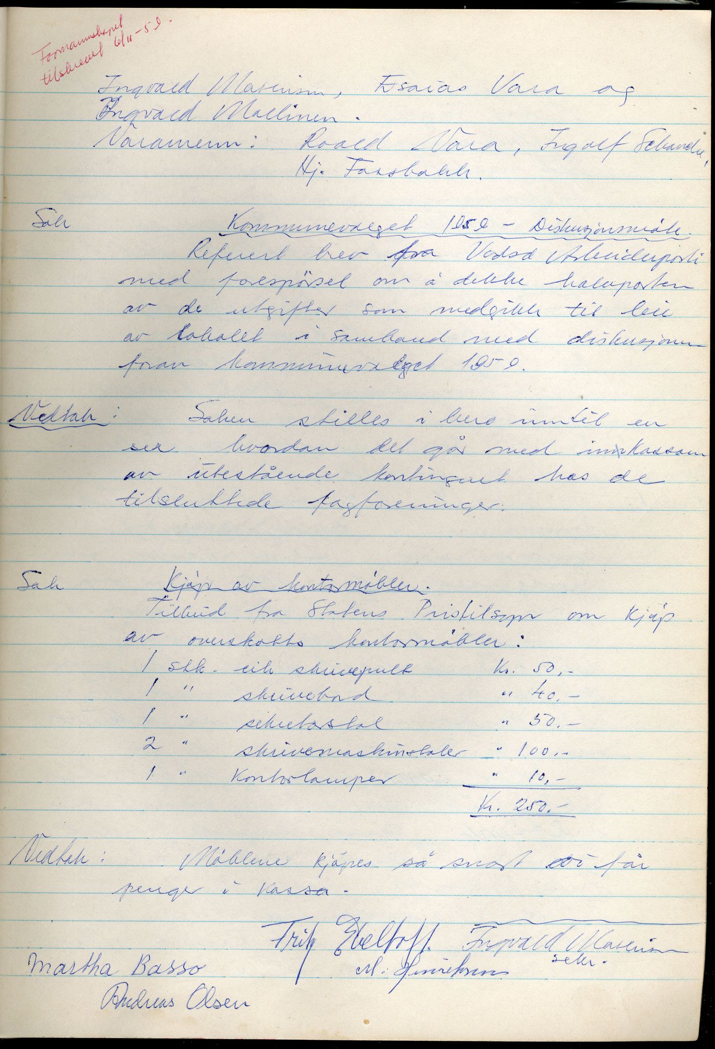 Vadsø Faglige Samorganisasjon, FMFB/A-1085/A/L0001: Styreprotokoll, 1951-1964, s. 135