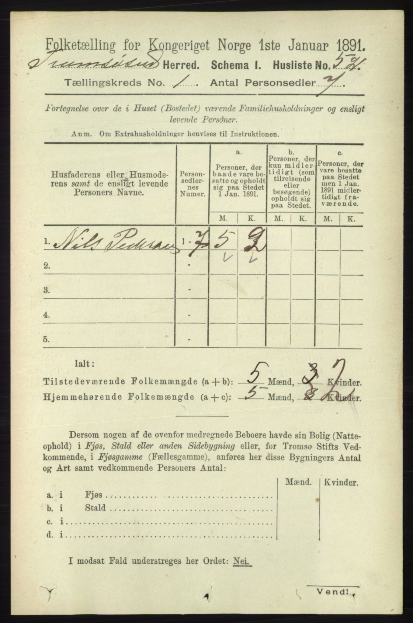 RA, Folketelling 1891 for 1934 Tromsøysund herred, 1891, s. 74