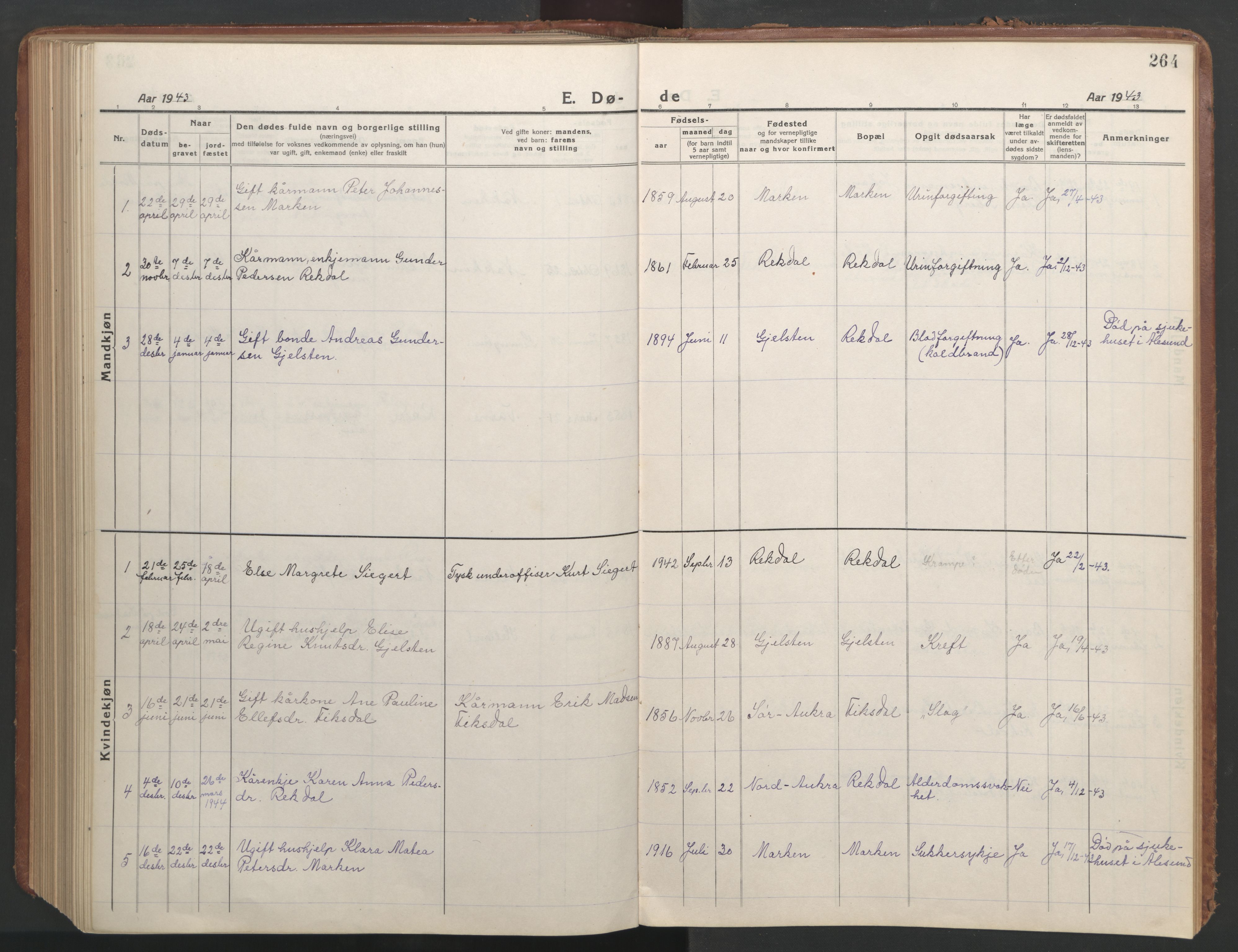 Ministerialprotokoller, klokkerbøker og fødselsregistre - Møre og Romsdal, AV/SAT-A-1454/540/L0542: Klokkerbok nr. 540C02, 1921-1967, s. 264