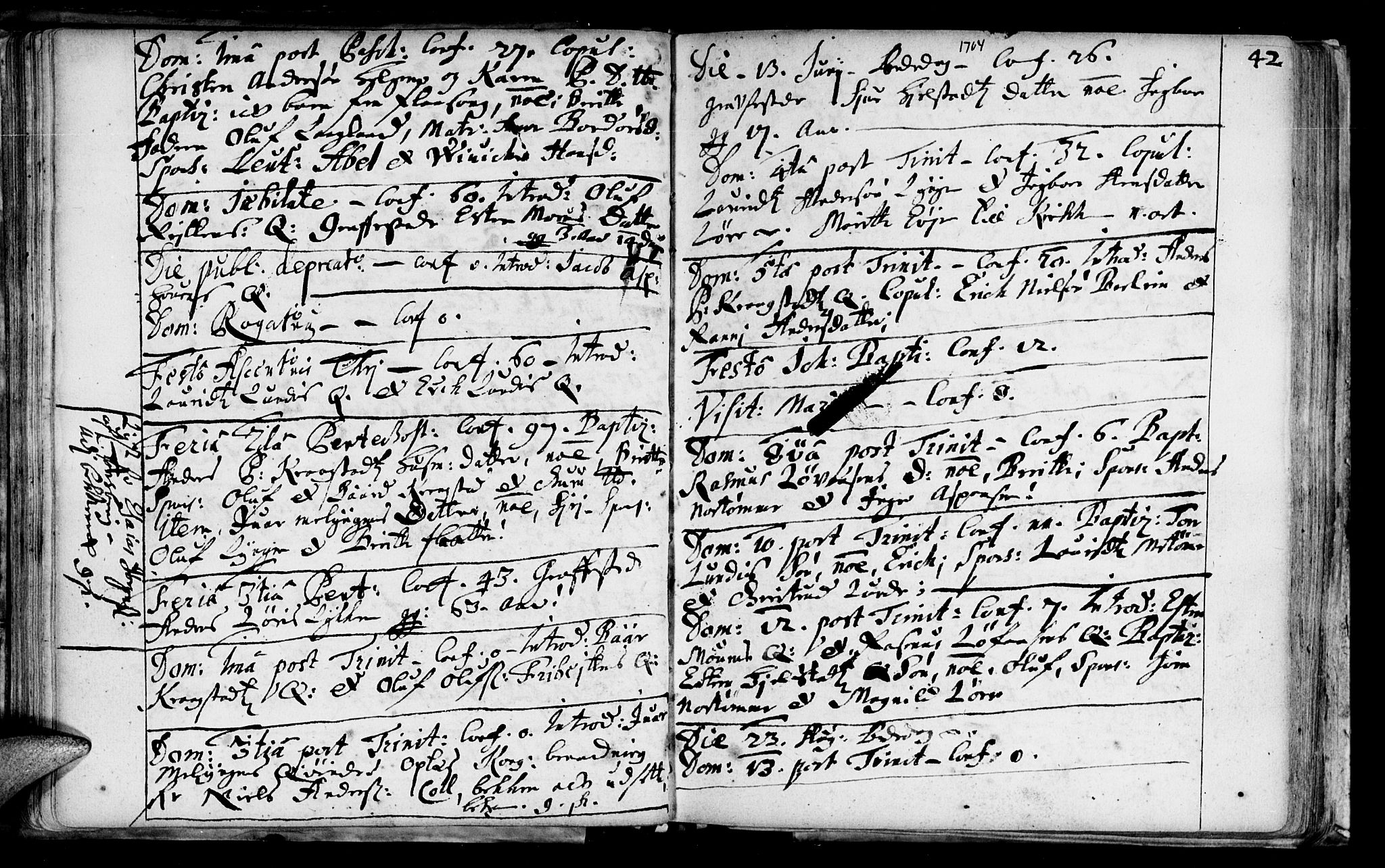 Ministerialprotokoller, klokkerbøker og fødselsregistre - Sør-Trøndelag, AV/SAT-A-1456/692/L1101: Ministerialbok nr. 692A01, 1690-1746, s. 42