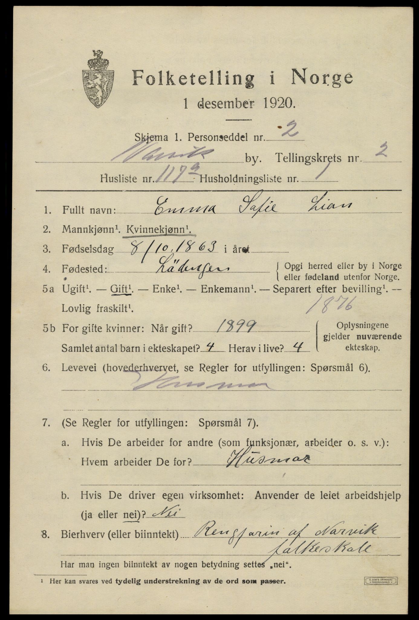 SAT, Folketelling 1920 for 1805 Narvik kjøpstad, 1920, s. 11668