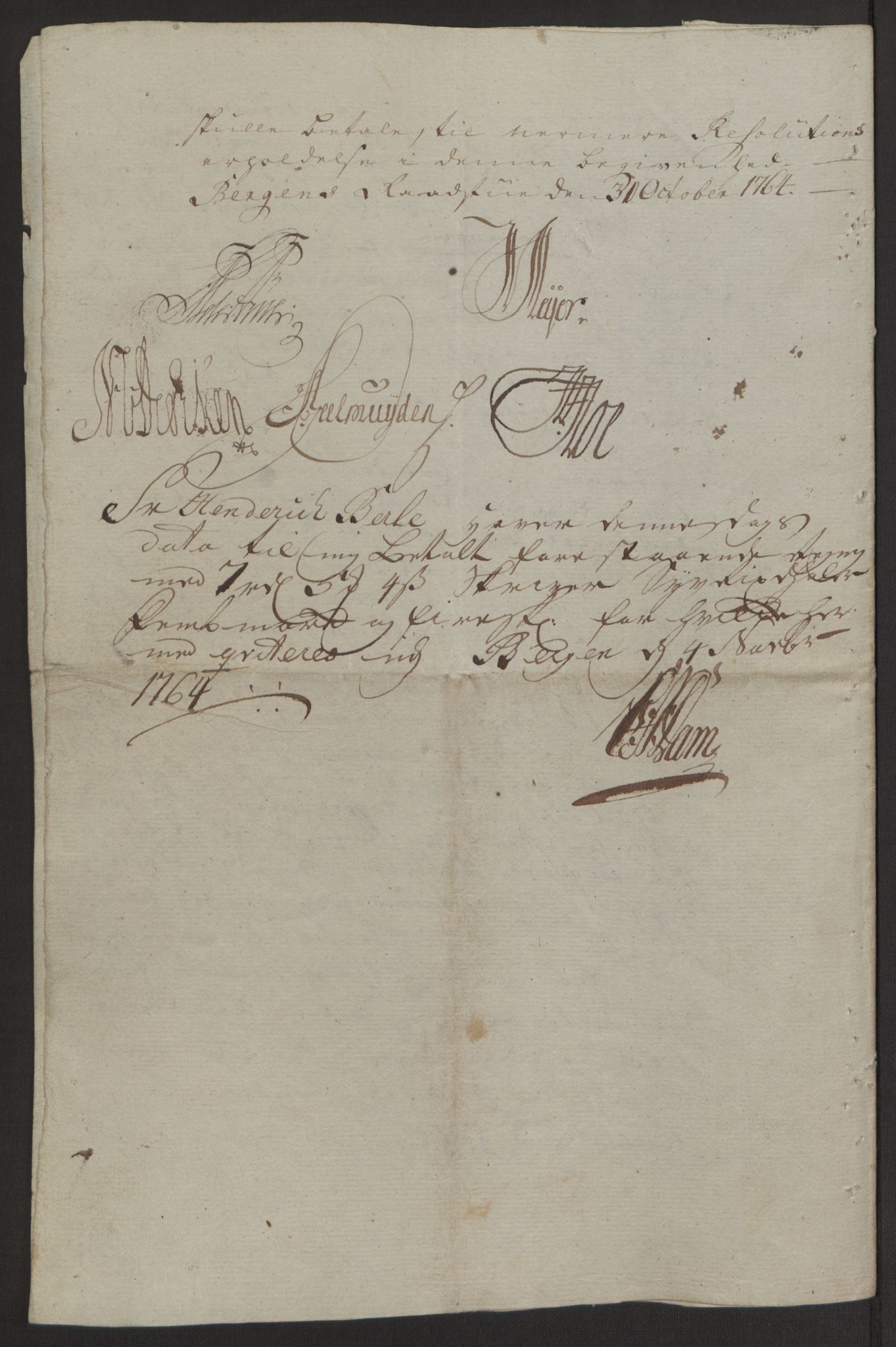 Rentekammeret inntil 1814, Reviderte regnskaper, Byregnskaper, AV/RA-EA-4066/R/Rp/L0367/0001: [P21] Kontribusjonsregnskap / Ekstraskatt, 1764, s. 101