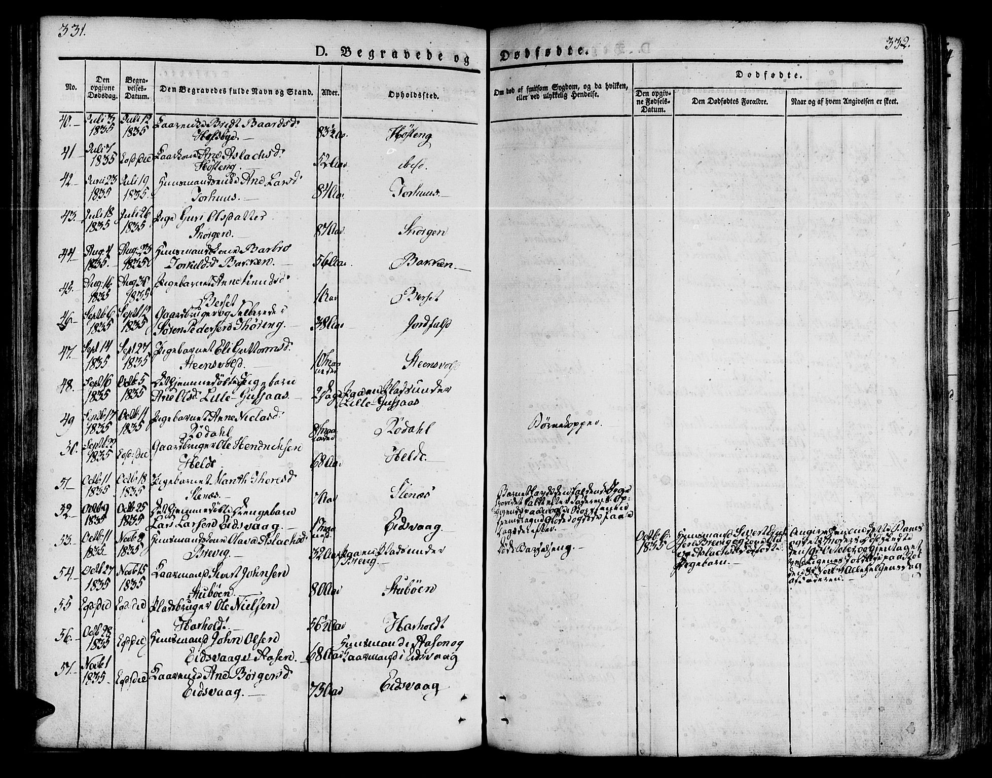 Ministerialprotokoller, klokkerbøker og fødselsregistre - Møre og Romsdal, AV/SAT-A-1454/551/L0624: Ministerialbok nr. 551A04, 1831-1845, s. 331-332