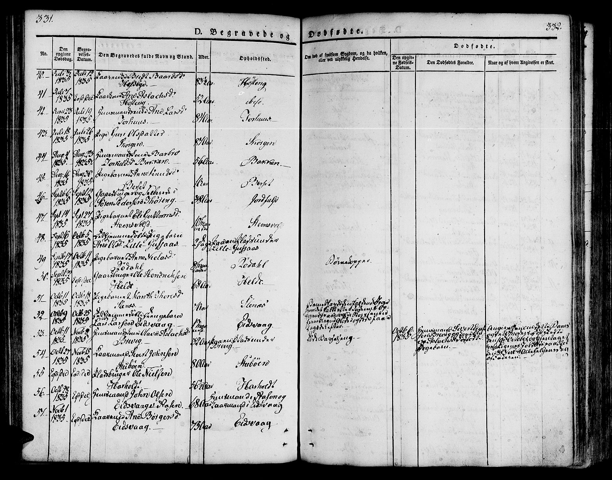 Ministerialprotokoller, klokkerbøker og fødselsregistre - Møre og Romsdal, SAT/A-1454/551/L0624: Ministerialbok nr. 551A04, 1831-1845, s. 331-332