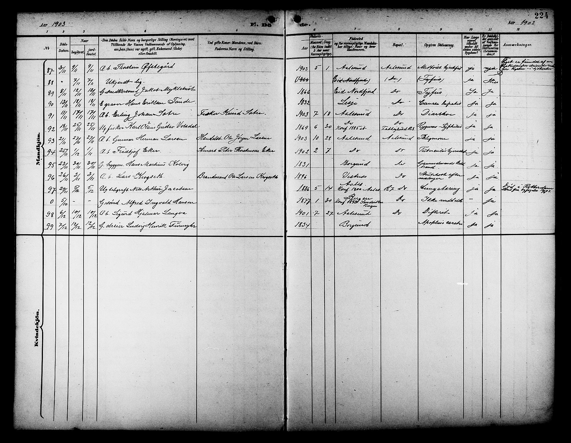 Ministerialprotokoller, klokkerbøker og fødselsregistre - Møre og Romsdal, AV/SAT-A-1454/529/L0469: Klokkerbok nr. 529C06, 1898-1906, s. 224