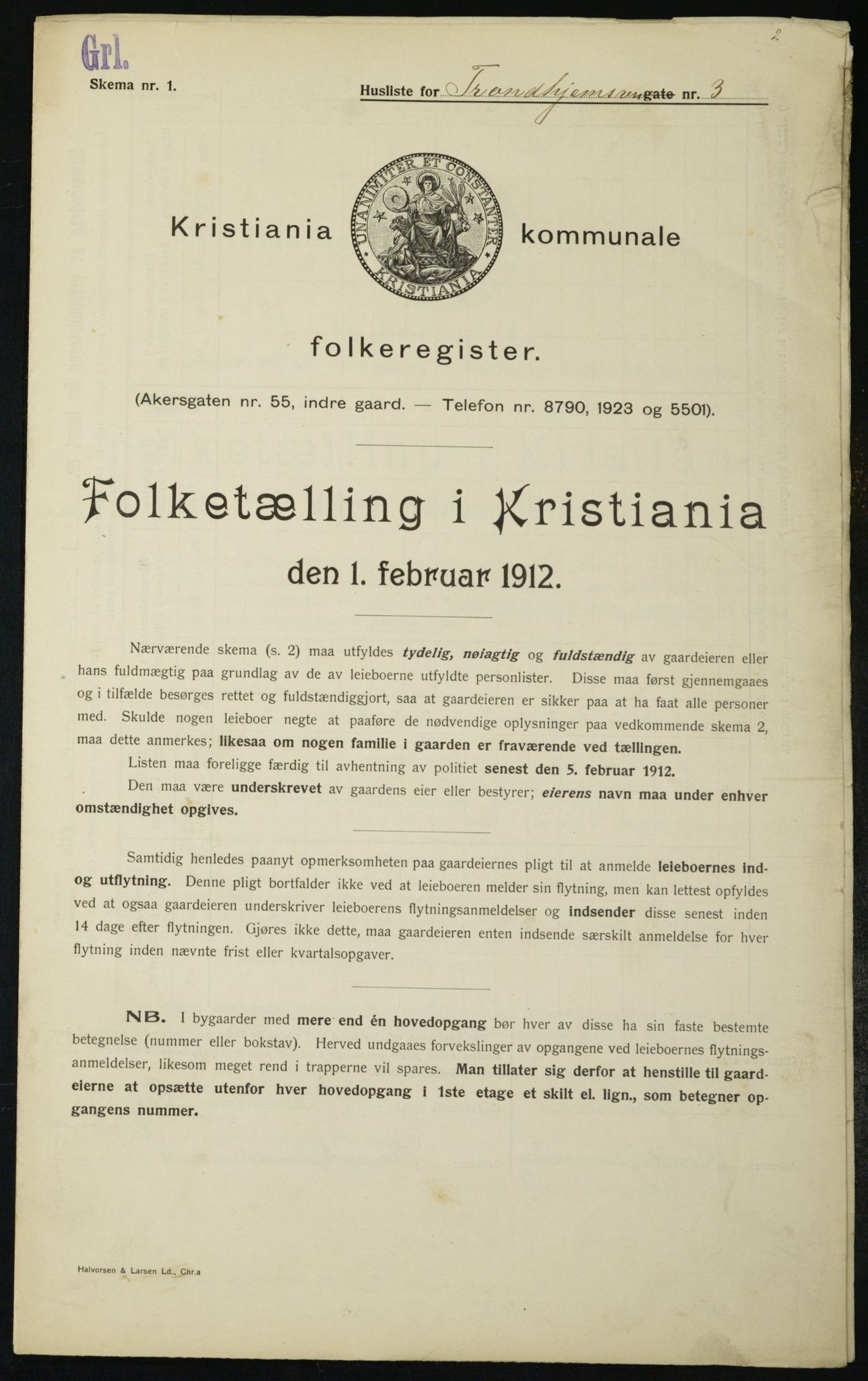 OBA, Kommunal folketelling 1.2.1912 for Kristiania, 1912, s. 116015