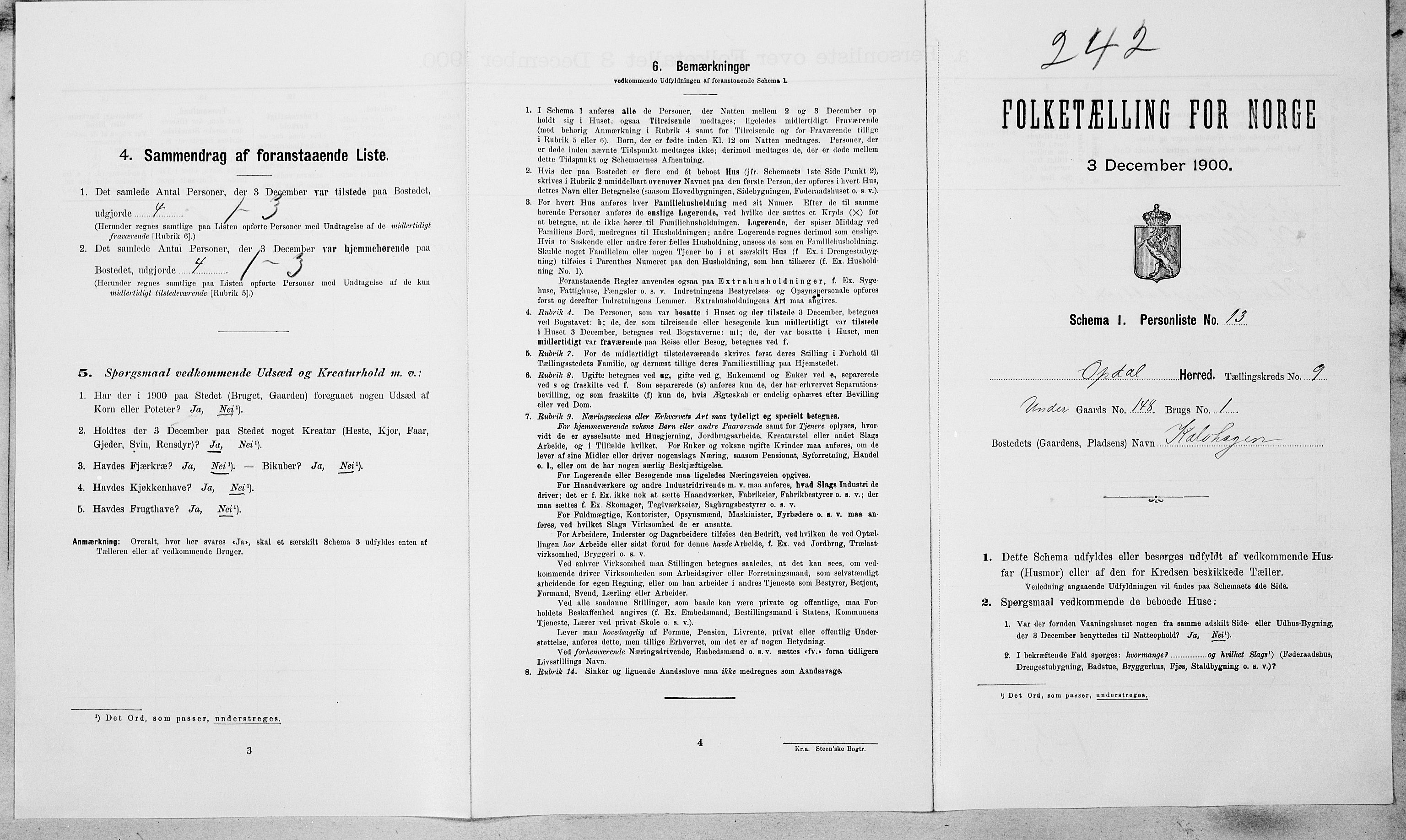 SAT, Folketelling 1900 for 1634 Oppdal herred, 1900, s. 820