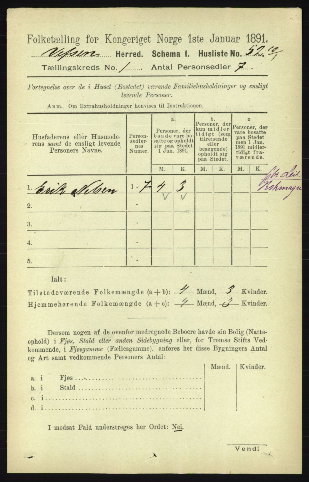 RA, Folketelling 1891 for 1824 Vefsn herred, 1891, s. 84