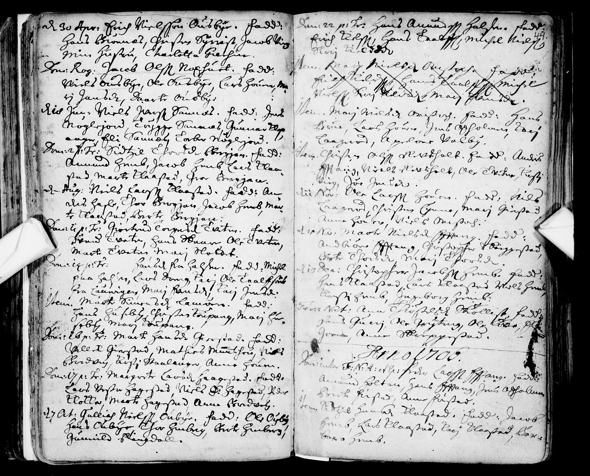 Tjølling kirkebøker, AV/SAKO-A-60/F/Fa/L0001: Ministerialbok nr. 1, 1670-1716, s. 44
