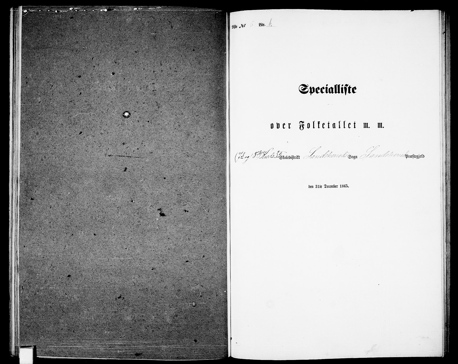 RA, Folketelling 1865 for 0724L Sandeherred prestegjeld, Sandeherred sokn, 1865, s. 144