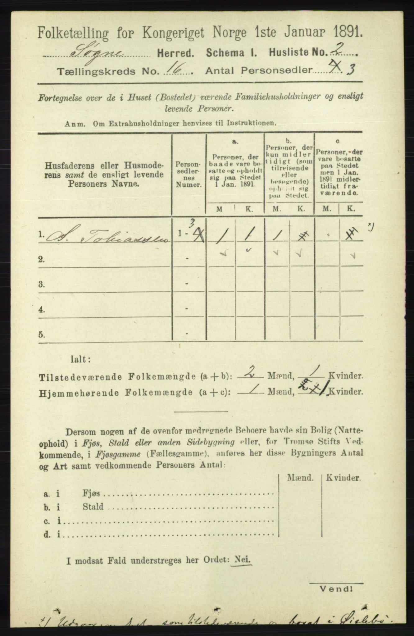 RA, Folketelling 1891 for 1018 Søgne herred, 1891, s. 4381