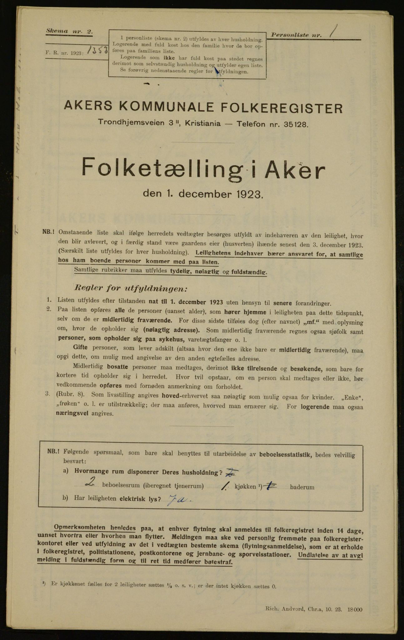 , Kommunal folketelling 1.12.1923 for Aker, 1923, s. 16315