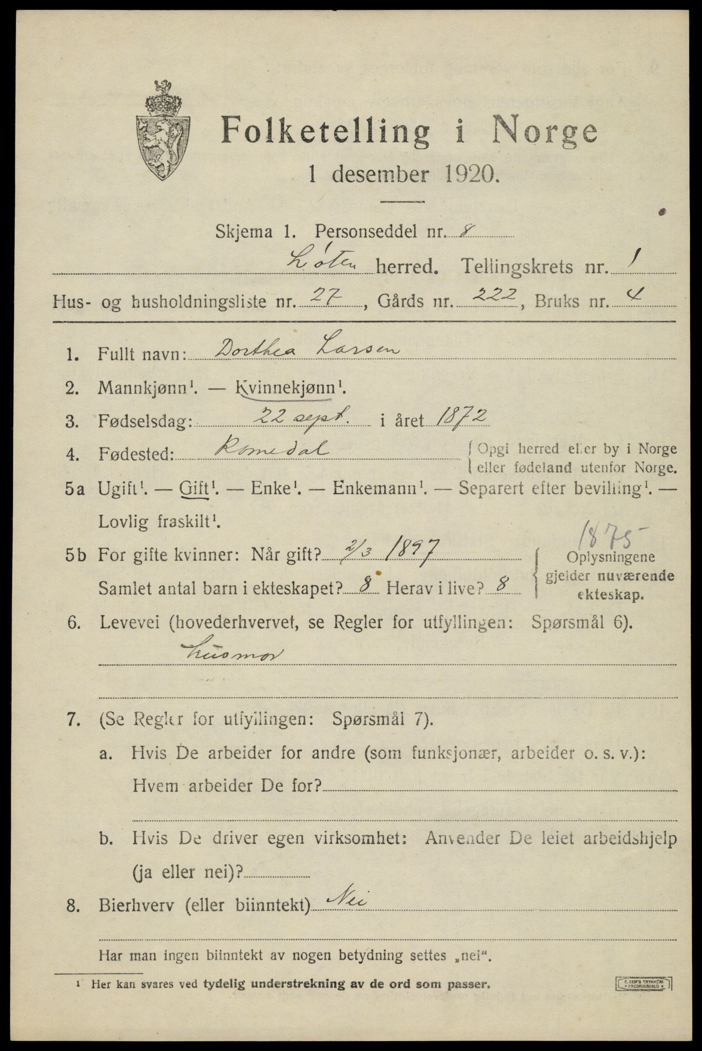 SAH, Folketelling 1920 for 0415 Løten herred, 1920, s. 2639