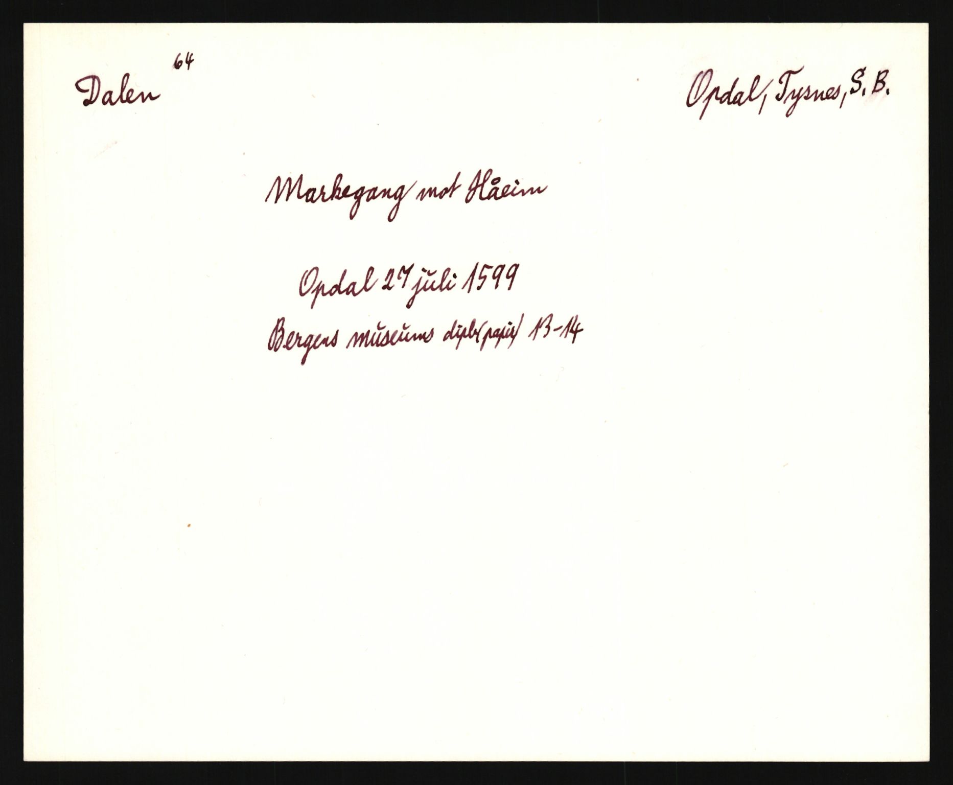 Riksarkivets diplomsamling, AV/RA-EA-5965/F35/F35e/L0028: Registreringssedler Hordaland 1, 1400-1700, s. 321