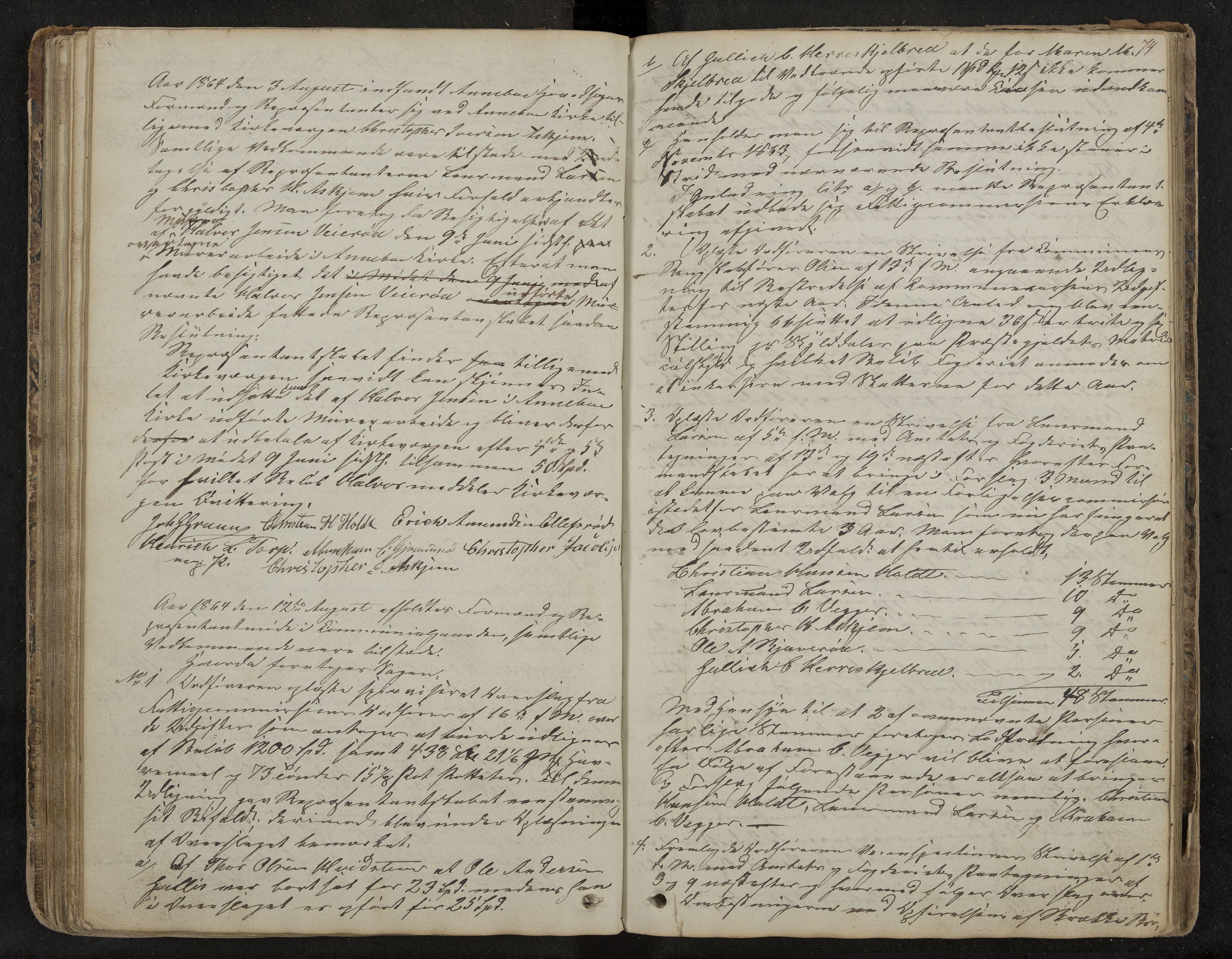 Andebu formannskap og sentraladministrasjon, IKAK/0719021-1/A/Aa/L0001: Møtebok med register, 1837-1869, s. 74