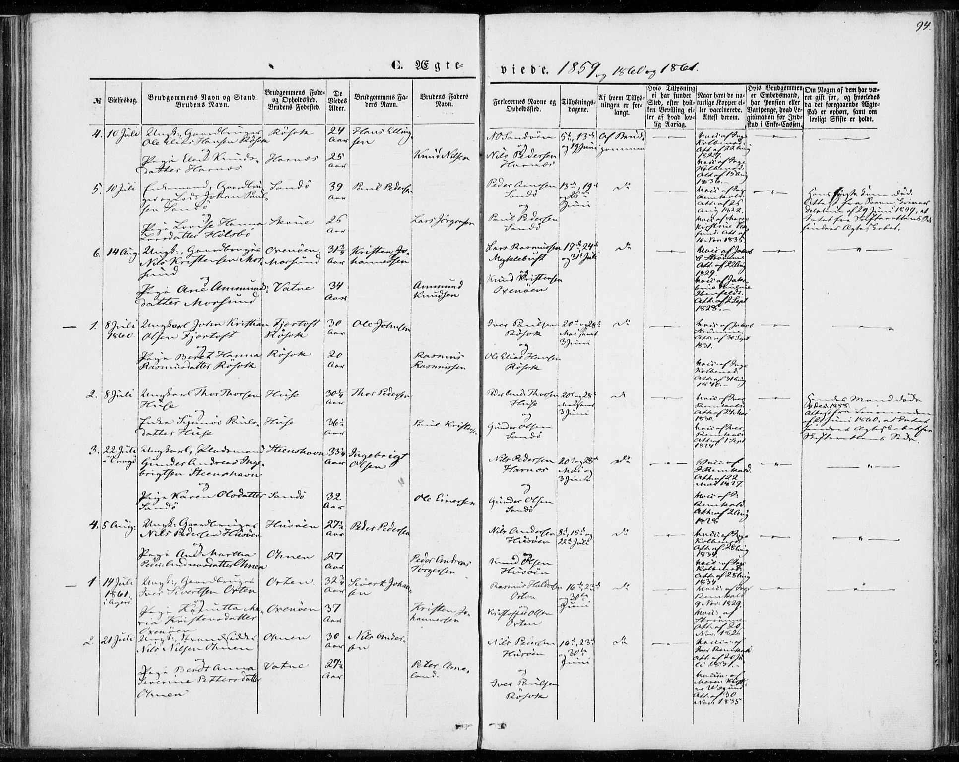 Ministerialprotokoller, klokkerbøker og fødselsregistre - Møre og Romsdal, SAT/A-1454/561/L0728: Ministerialbok nr. 561A02, 1858-1878, s. 94