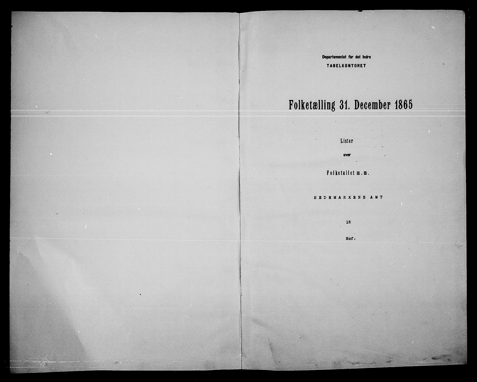 RA, Folketelling 1865 for 0424P Hof prestegjeld, 1865, s. 3