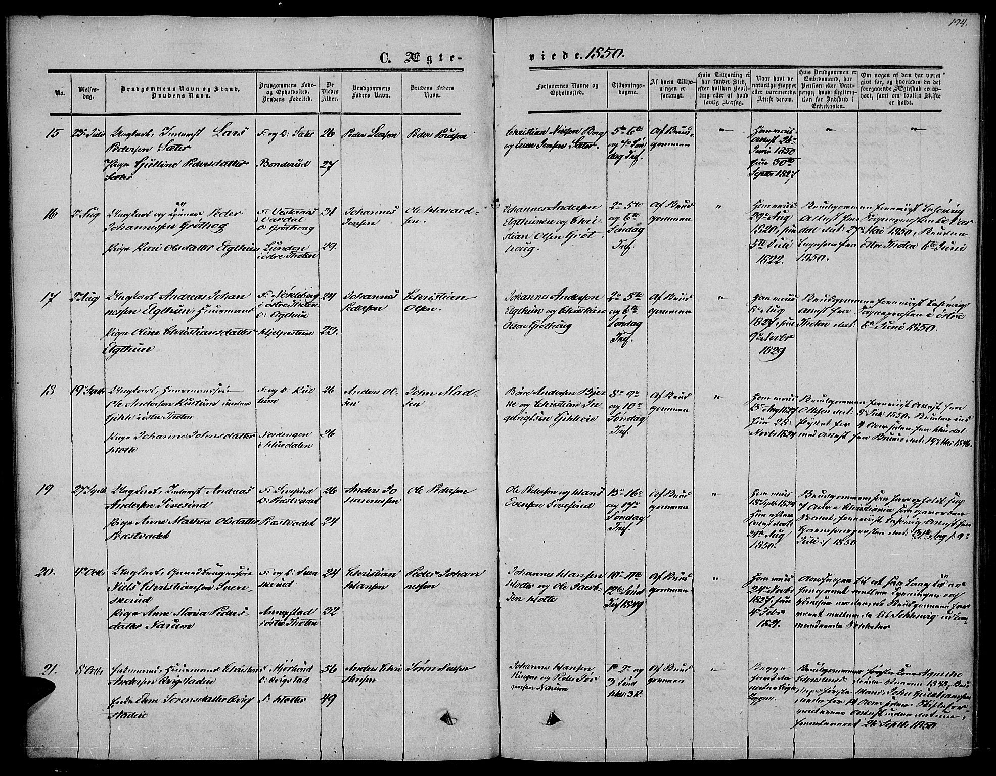 Vestre Toten prestekontor, SAH/PREST-108/H/Ha/Haa/L0005: Ministerialbok nr. 5, 1850-1855, s. 194