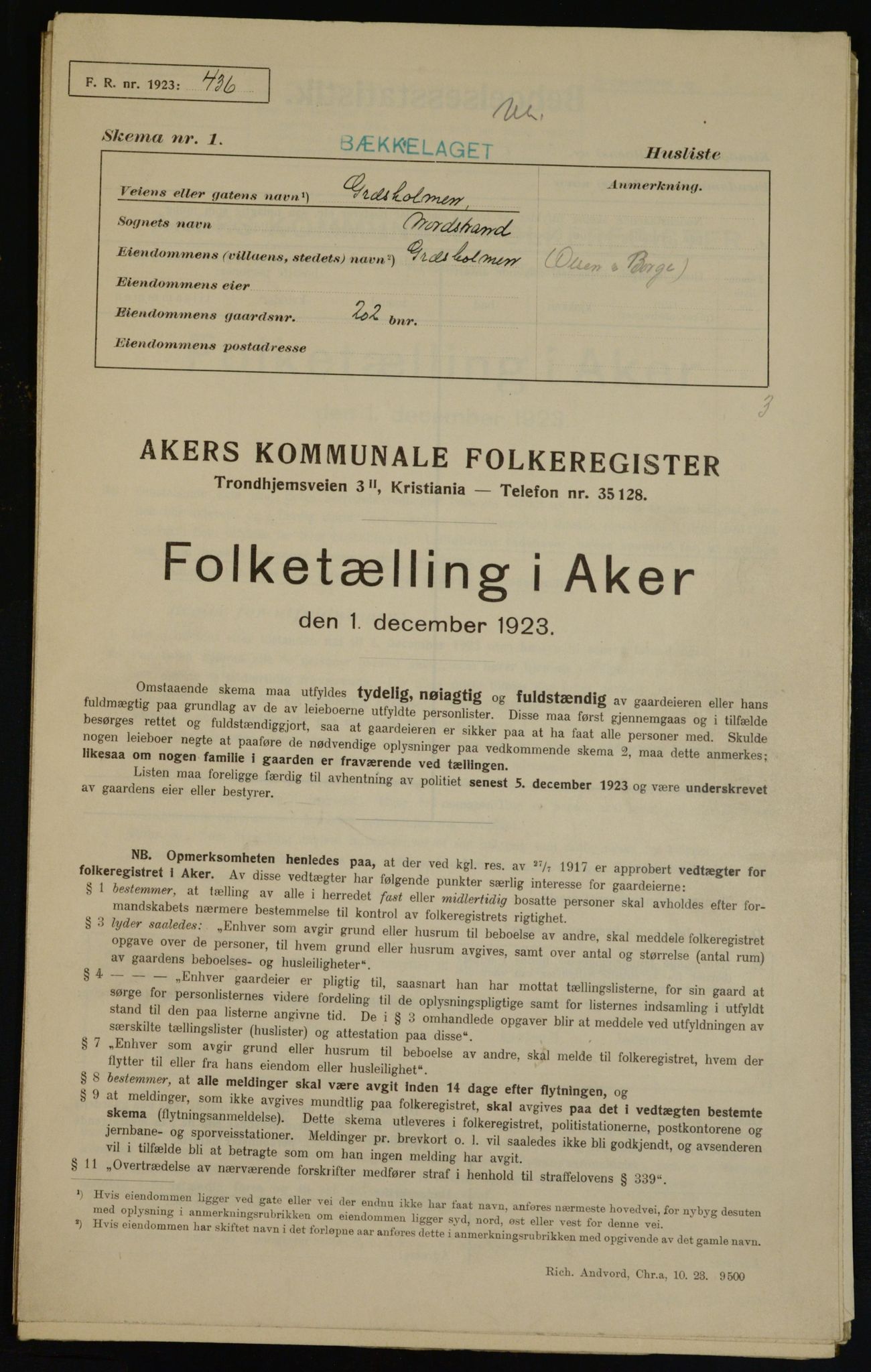 , Kommunal folketelling 1.12.1923 for Aker, 1923, s. 39246