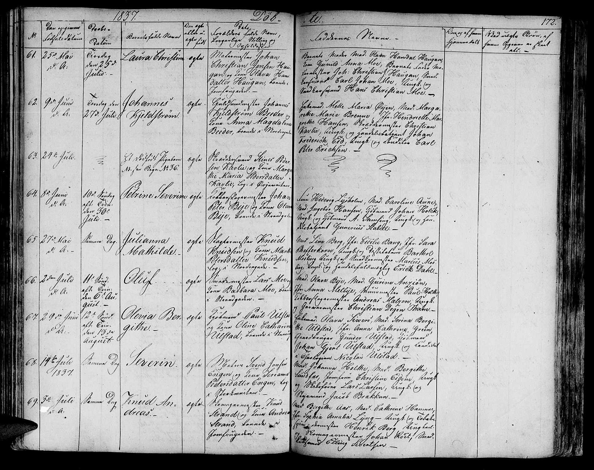 Ministerialprotokoller, klokkerbøker og fødselsregistre - Sør-Trøndelag, SAT/A-1456/602/L0108: Ministerialbok nr. 602A06, 1821-1839, s. 172