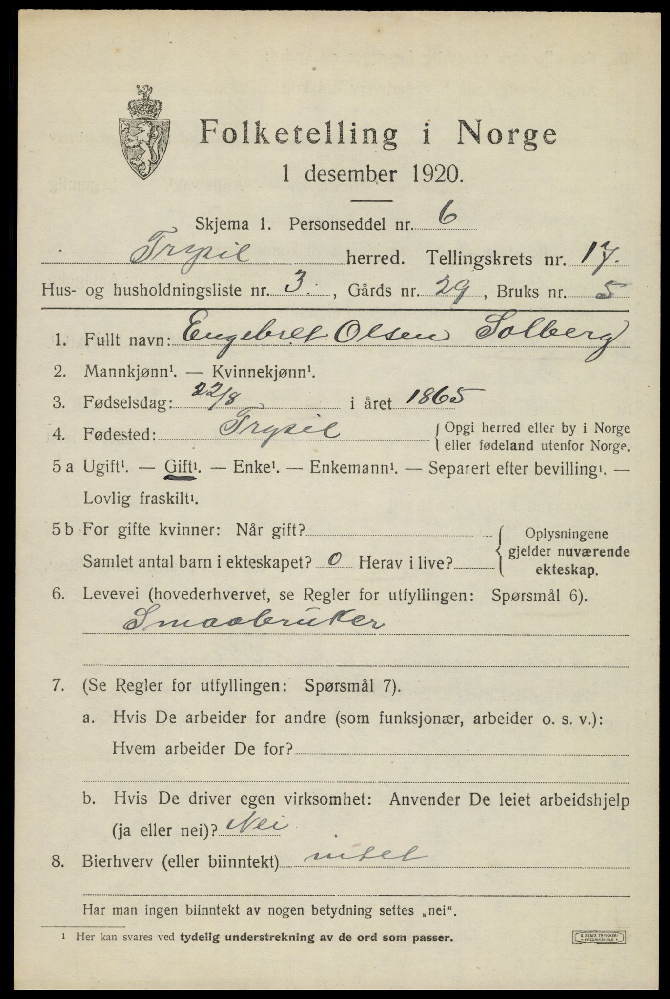 SAH, Folketelling 1920 for 0428 Trysil herred, 1920, s. 10211