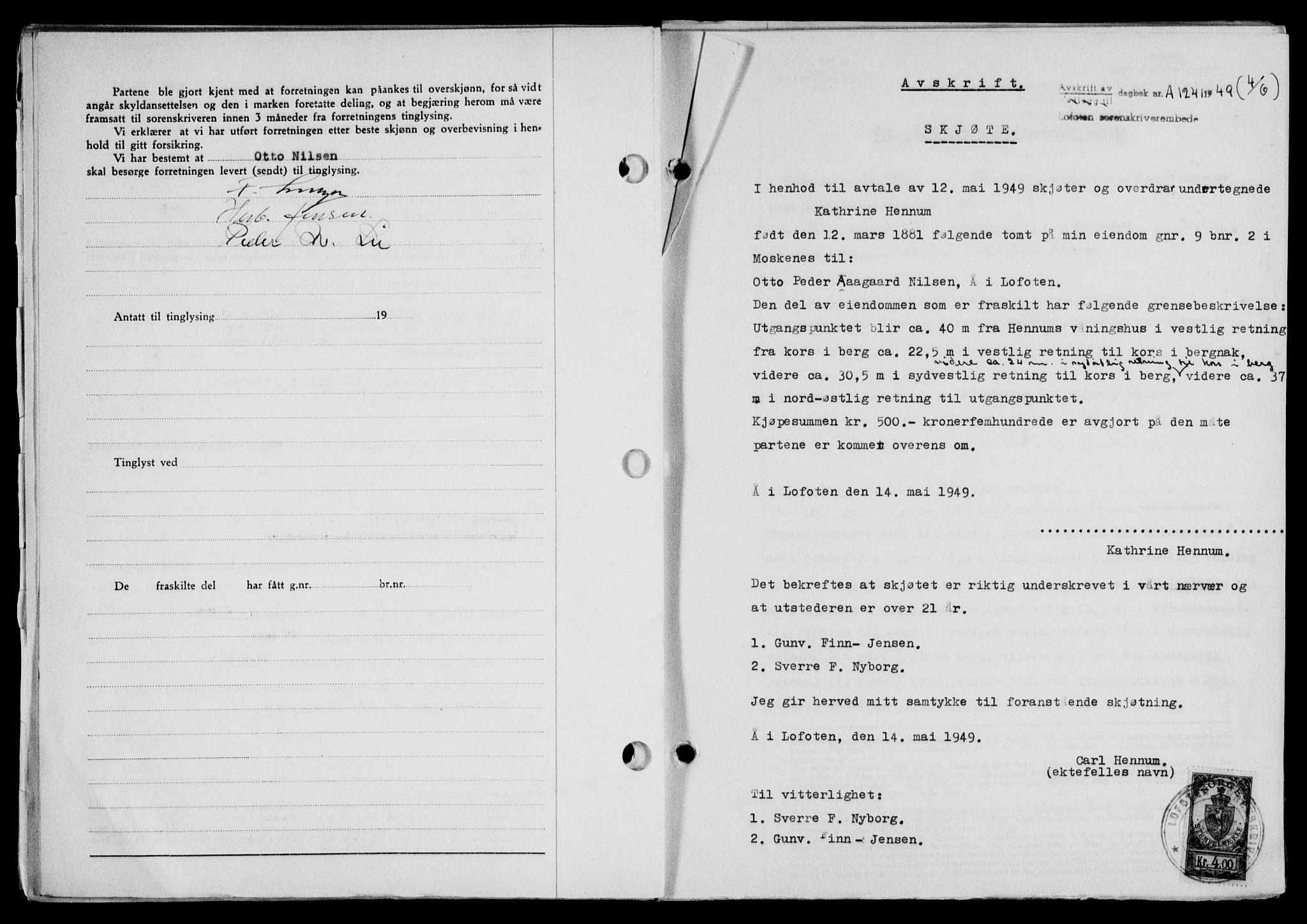 Lofoten sorenskriveri, SAT/A-0017/1/2/2C/L0021a: Pantebok nr. 21a, 1949-1949, Dagboknr: 1241/1949